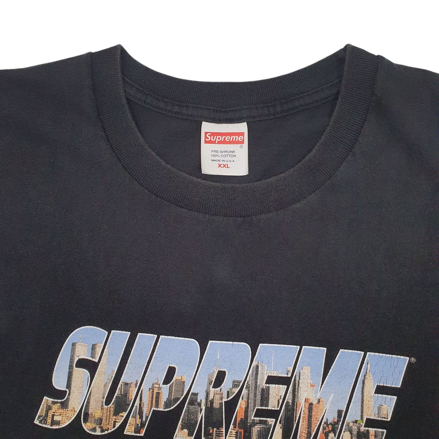 Mens Black Supreme Spellout Made In USA Pre-Shrunk Short Sleeve T Shirt