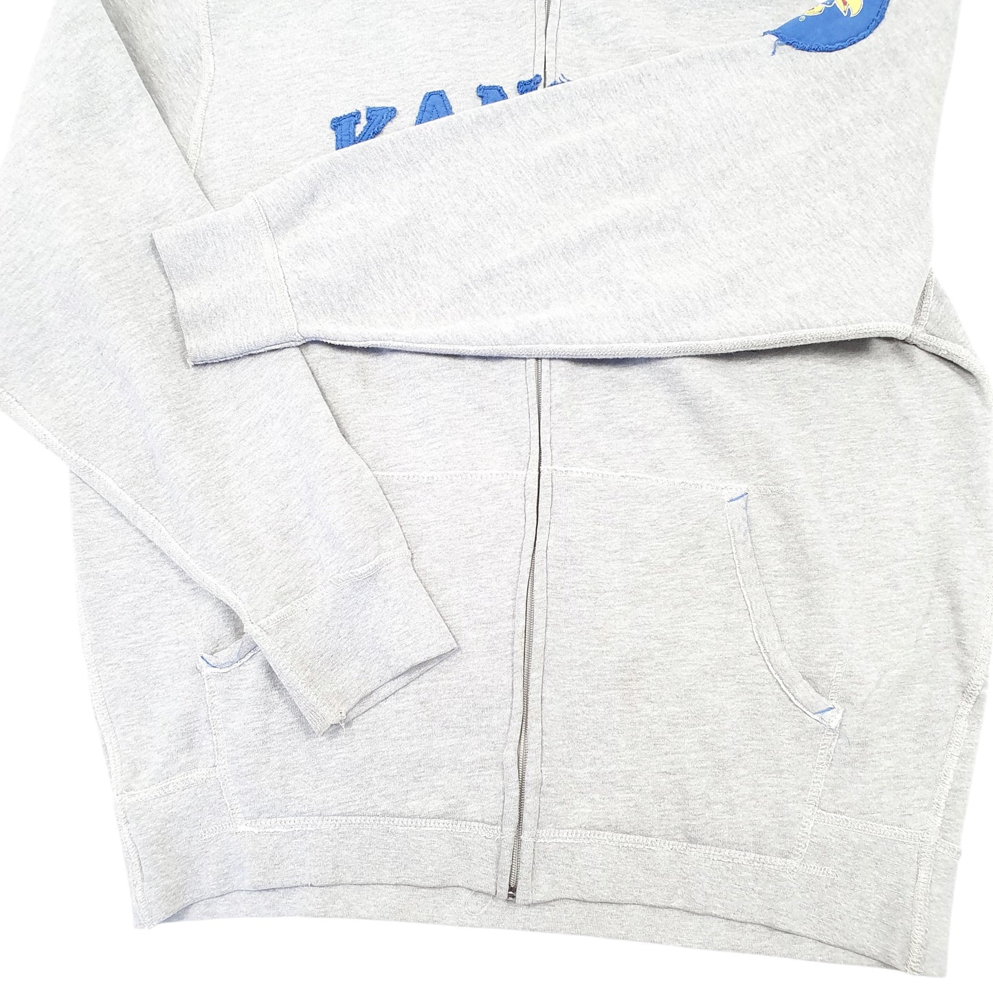 Mens Grey Champs Sports Hoodie Kansas Jayhawks American Football Full Zip Jumper