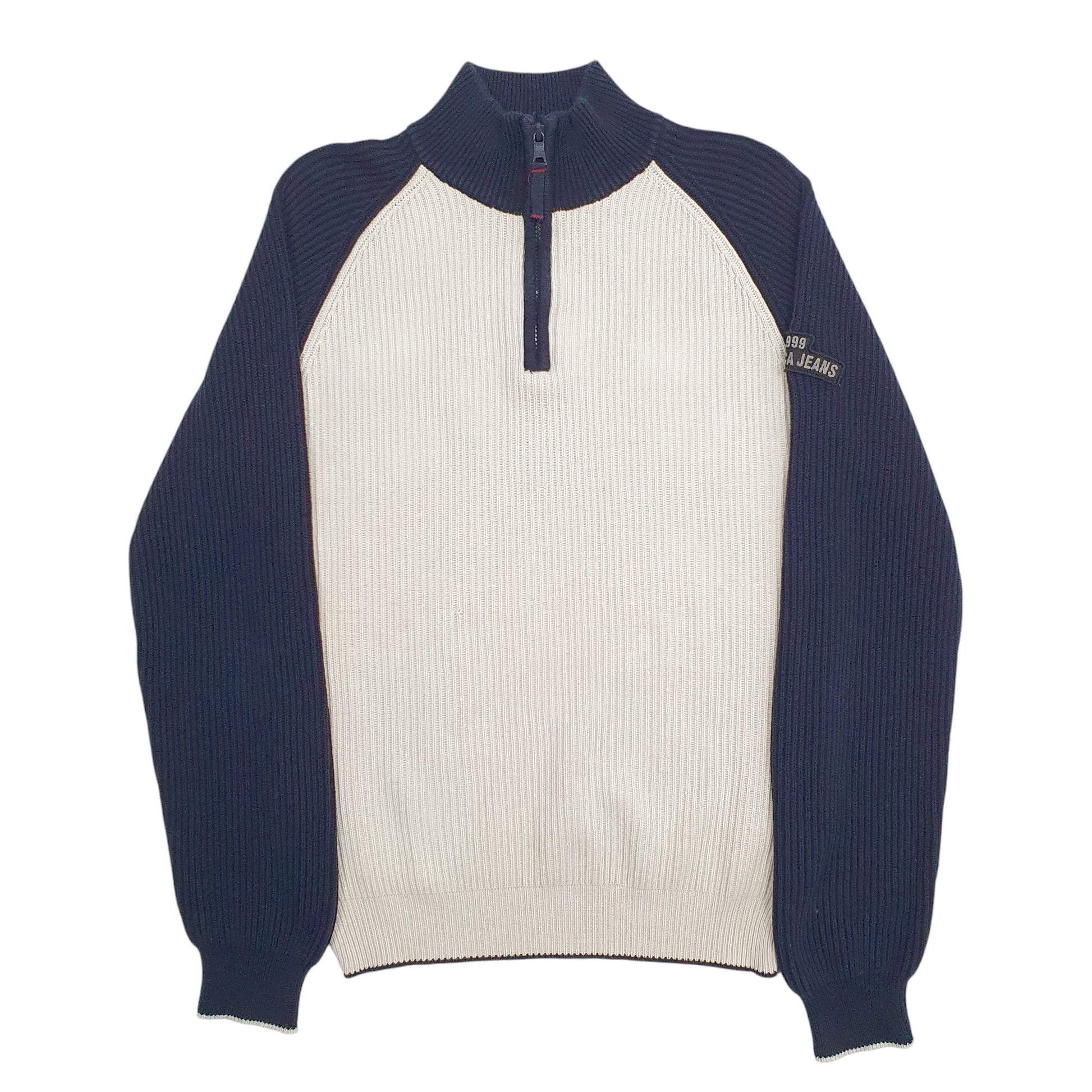 Mens Cream Nautica Knit Quarter Zip Jumper