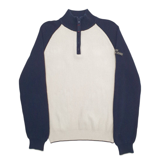 Mens Cream Nautica Knit Quarter Zip Jumper