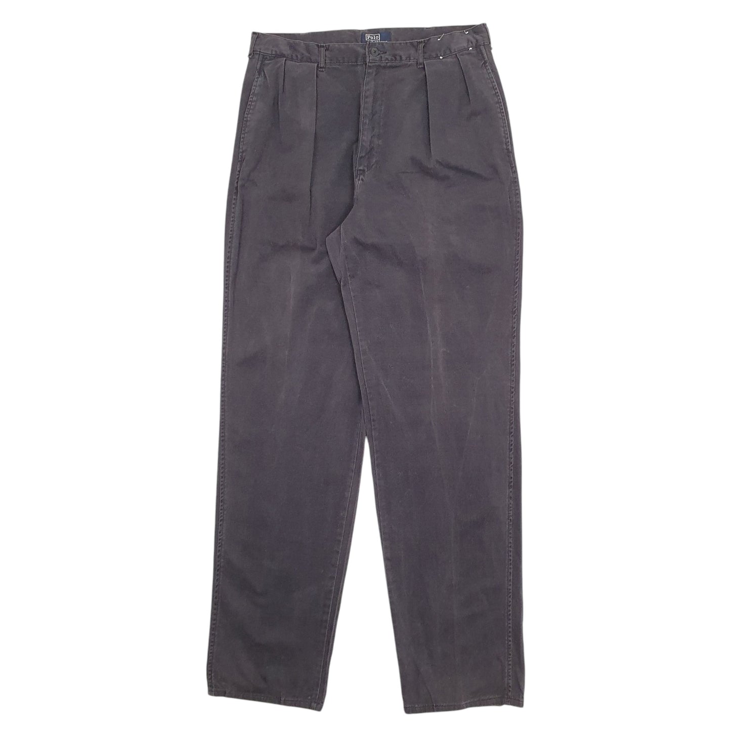 Mens Black Polo Ralph Lauren Double Pleated Made In USA Vintage 90's Chino Trousers