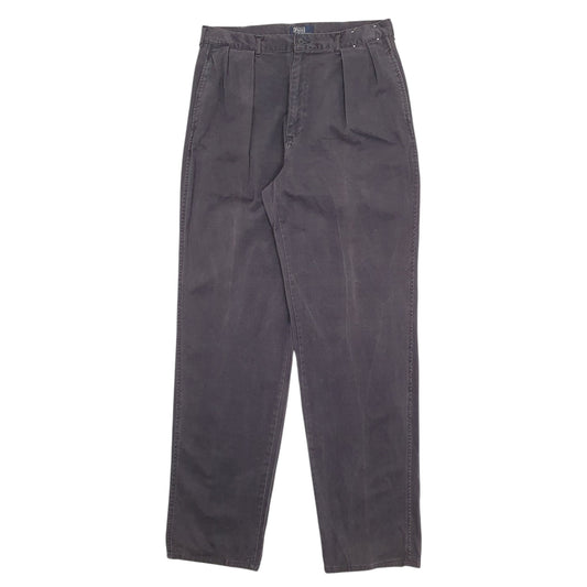 Mens Black Polo Ralph Lauren Double Pleated Made In USA Vintage 90's Chino Trousers