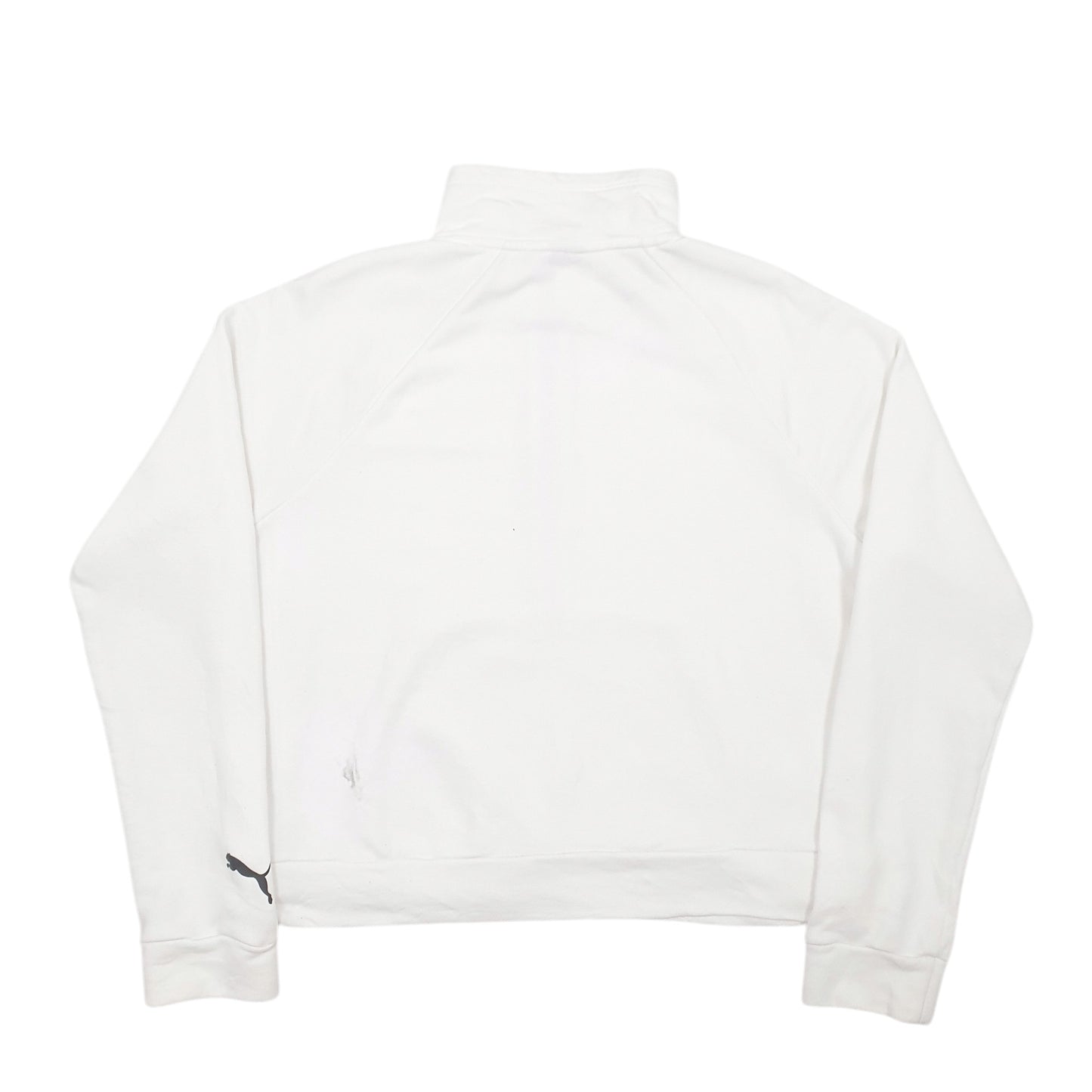 Womens White Puma  Quarter Zip Jumper