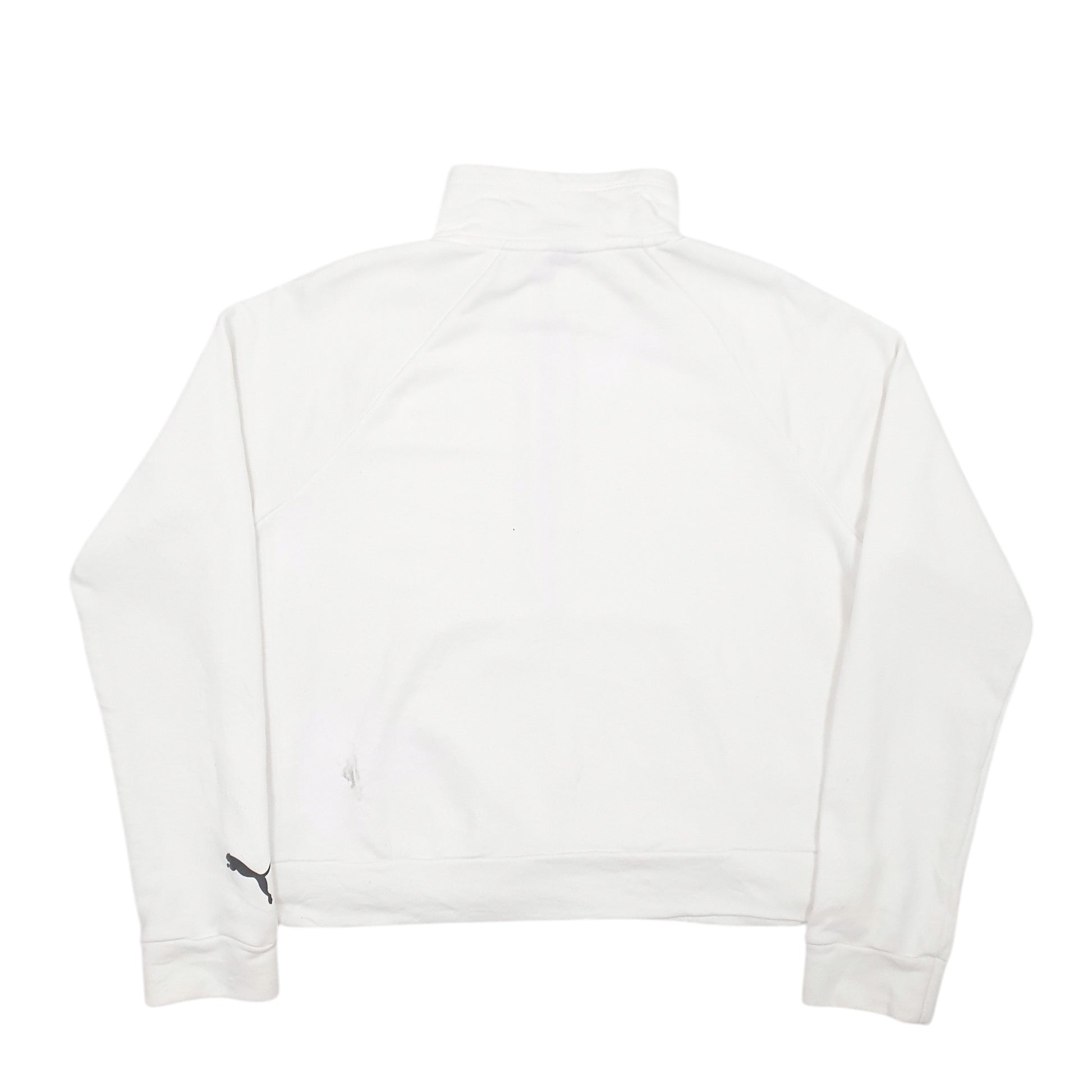 Womens White Puma  Quarter Zip Jumper