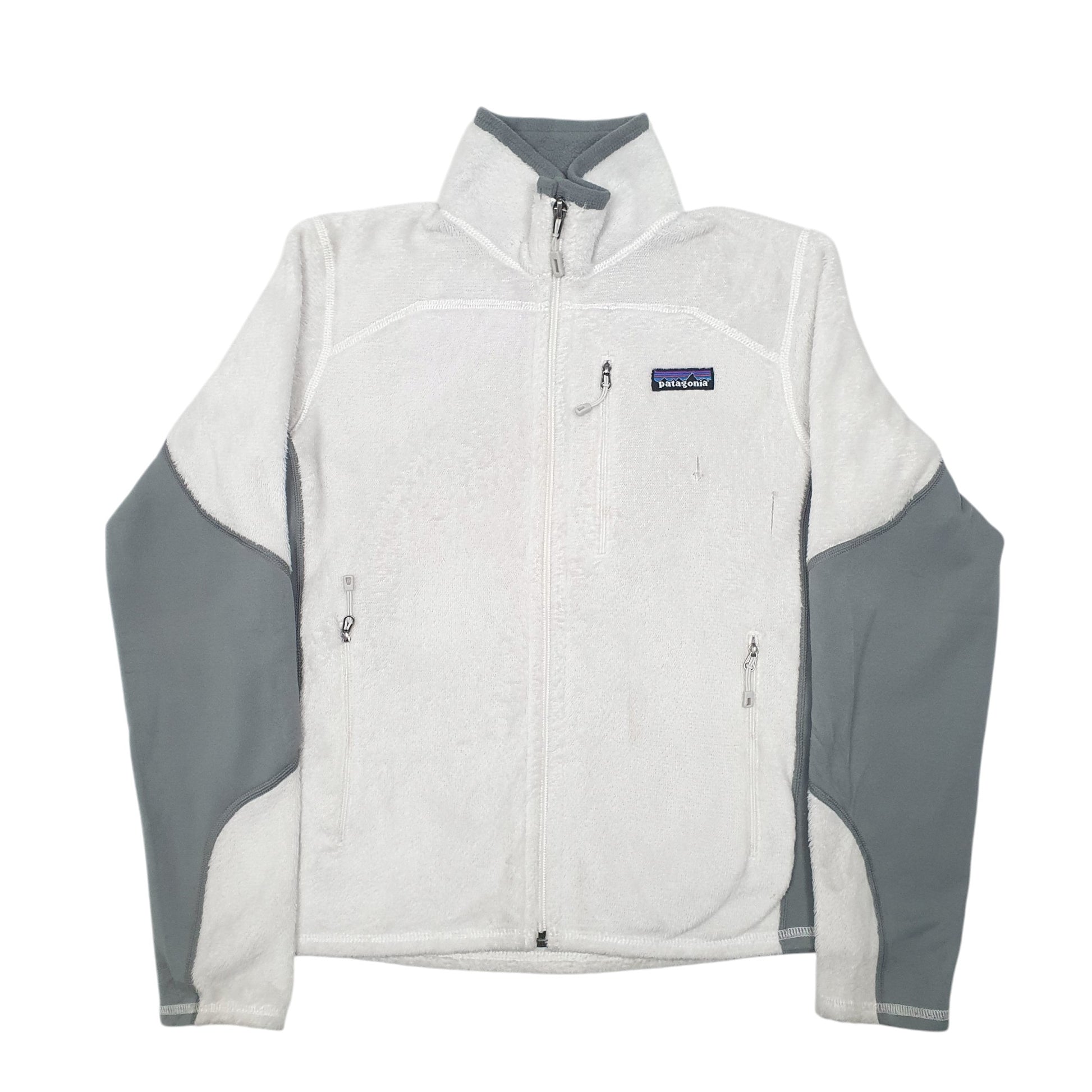 Womens White Patagonia Outdoors Hiking Camping Full Zip Jumper