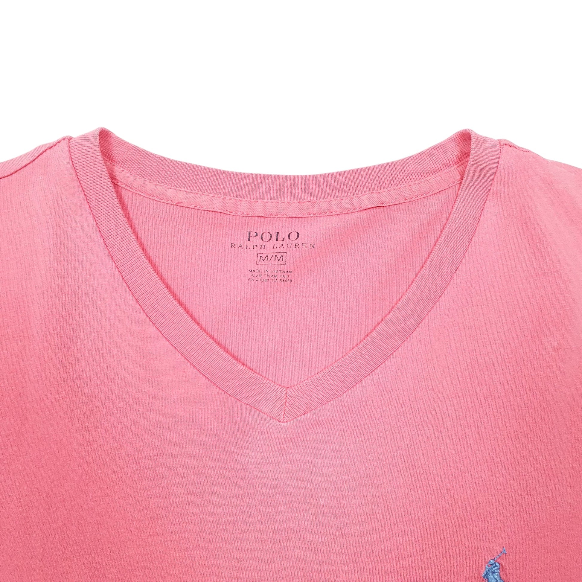 Mens Pink Polo Ralph Lauren V Neck Short Sleeve T Shirt