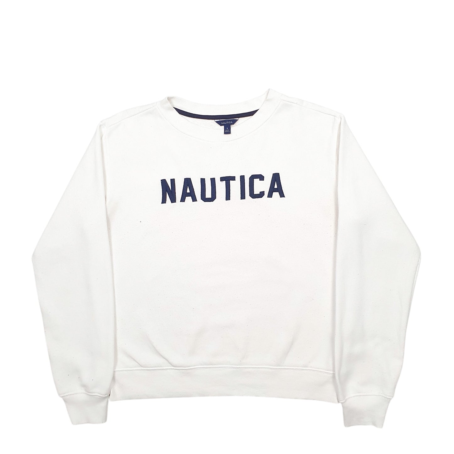 Womens White Nautica Spellout Crewneck Jumper