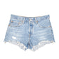 Womens Blue Levis 501 Denim Jorts Hot Pants Disressed Denim Shorts