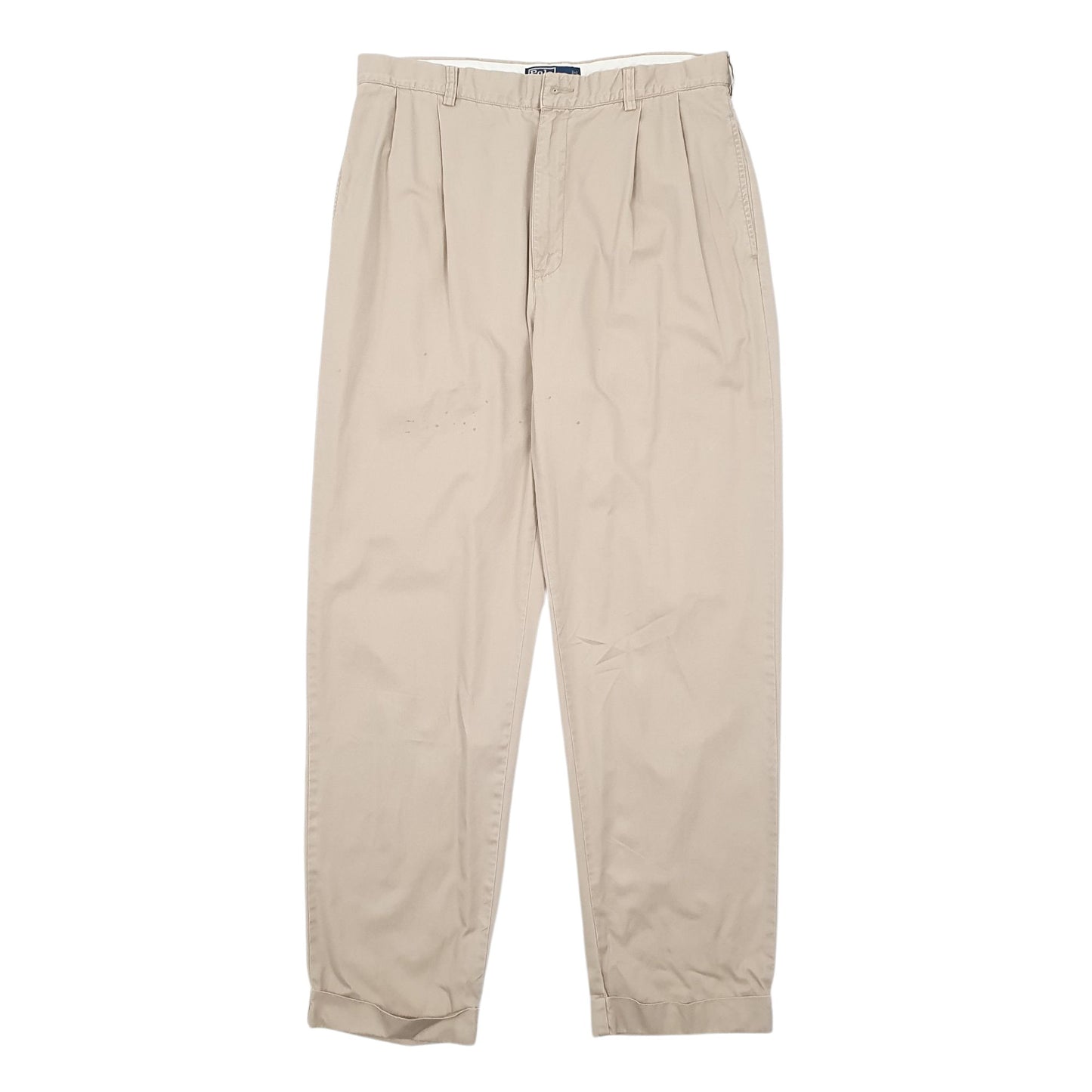 Mens Beige Polo Ralph Lauren Vintage Hammond Pant Double Pleated Chino Trousers
