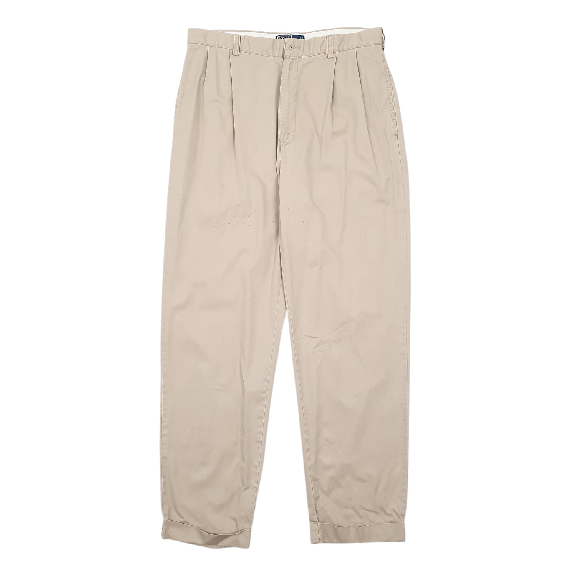 Mens Beige Polo Ralph Lauren Vintage Hammond Pant Double Pleated Chino Trousers