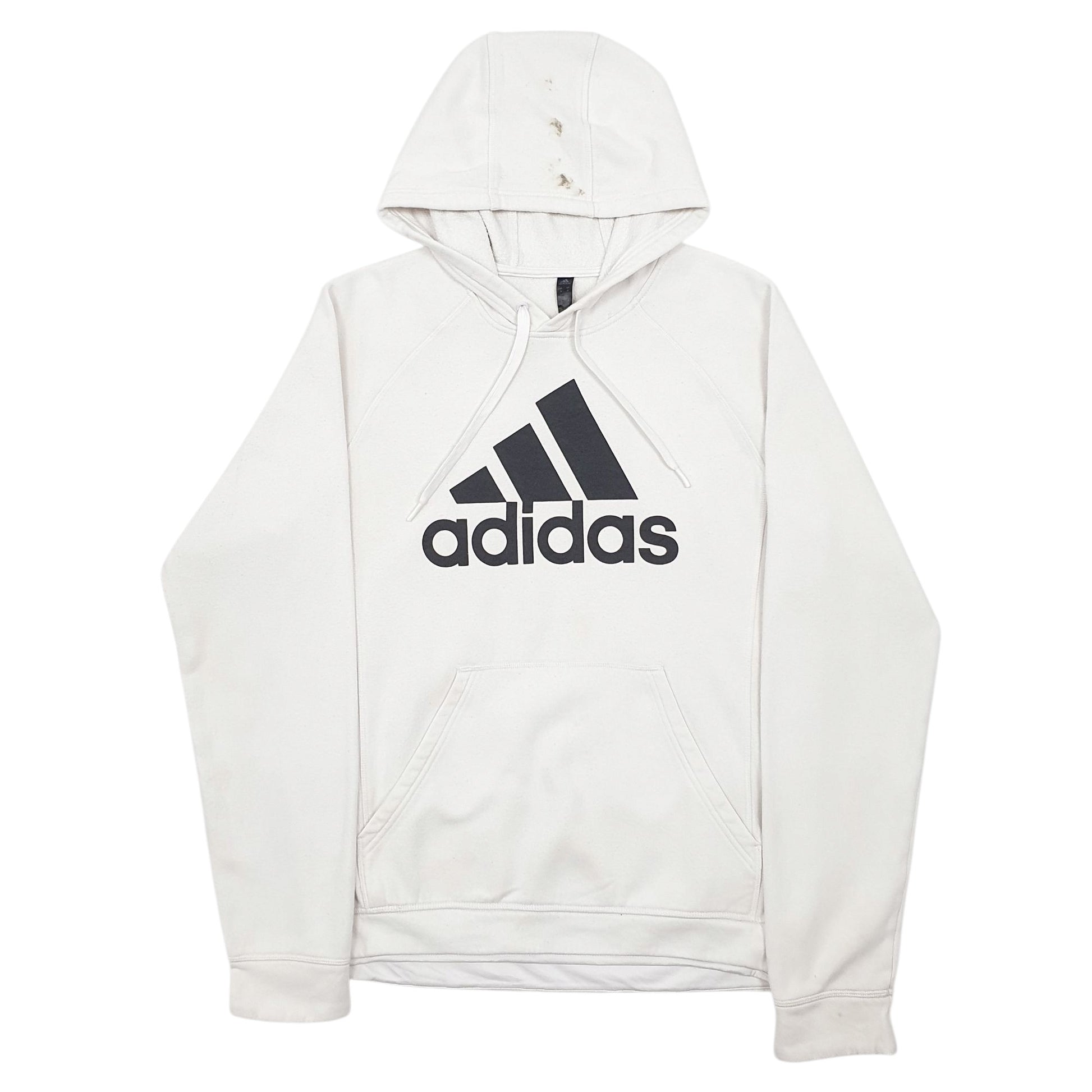 Mens White Adidas Spellout Hoodie Jumper