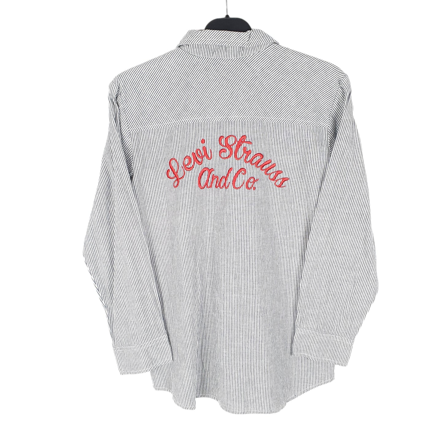 Womens Blue Levis Hickory Railroad California Spellout Mechanic Long Sleeve Shirt