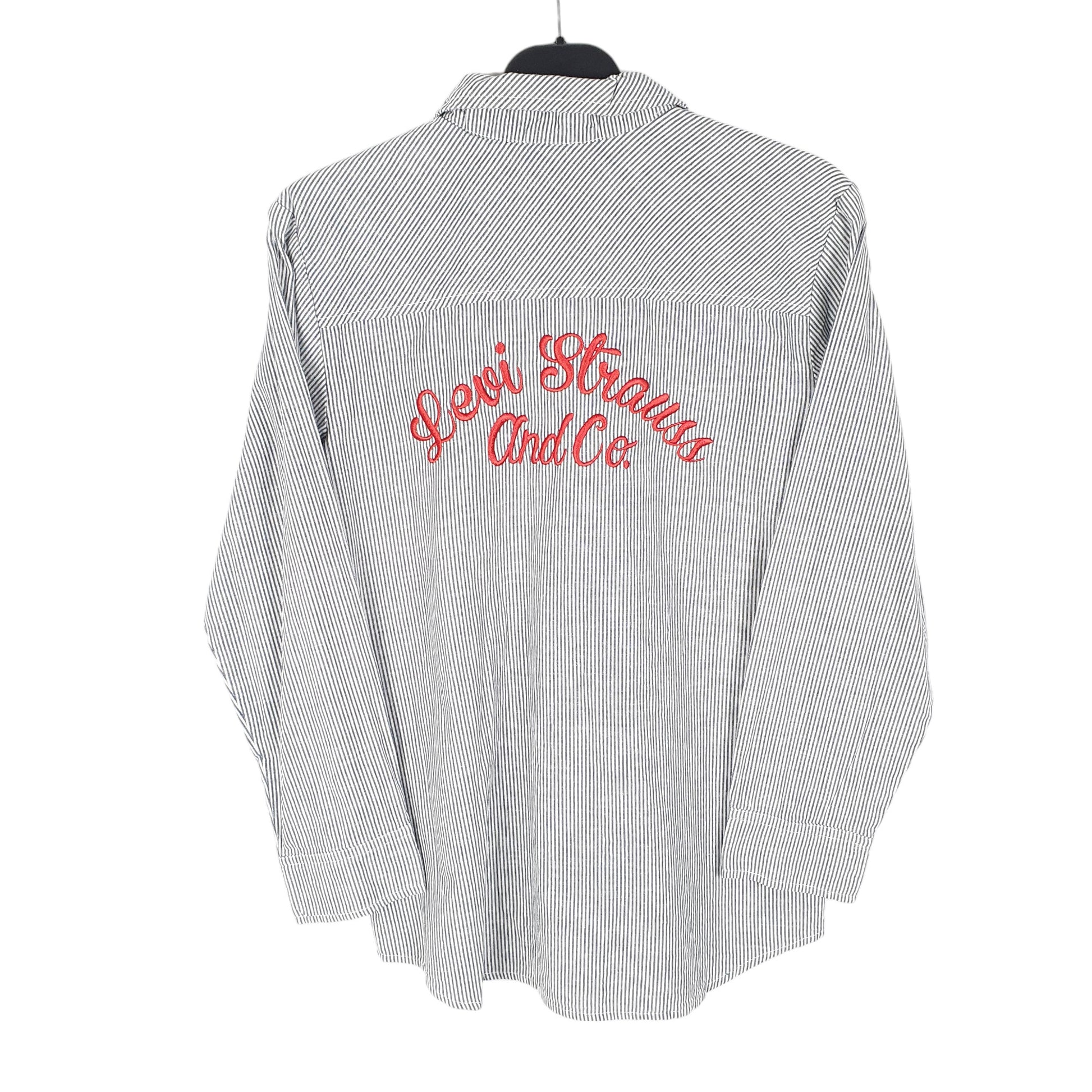 Womens Blue Levis Hickory Railroad California Spellout Mechanic Long Sleeve Shirt