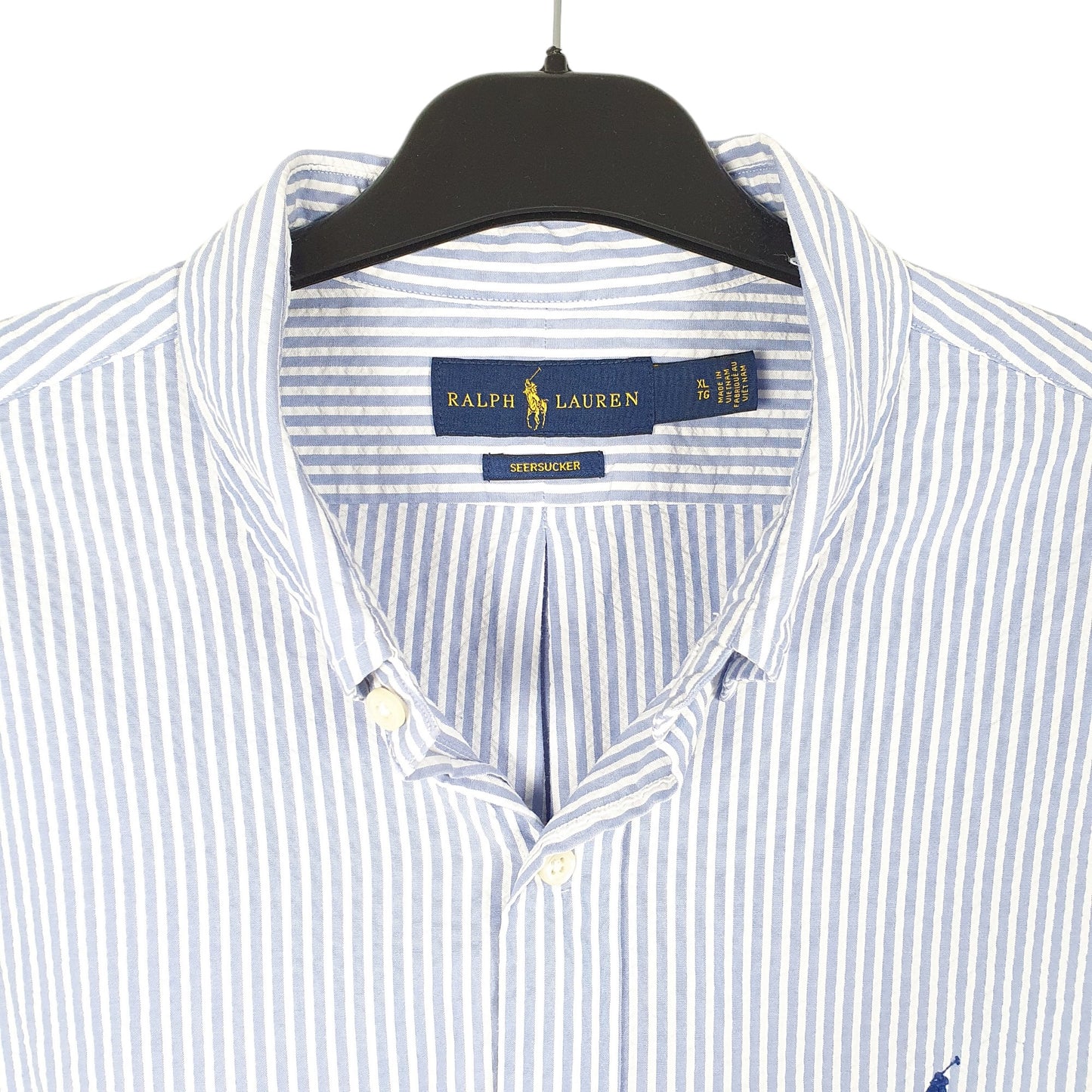 Mens Blue Ralph Lauren Seersucker Short Sleeve Shirt