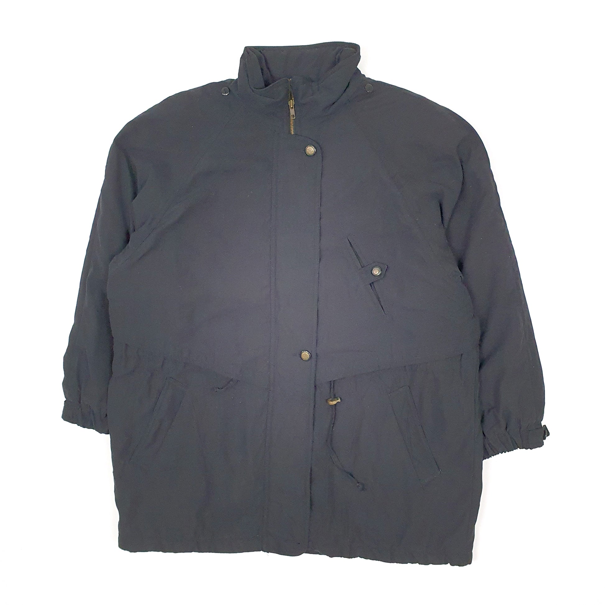 Mens Black Larry Levine Parka Trench Vintage 1990s  Coat