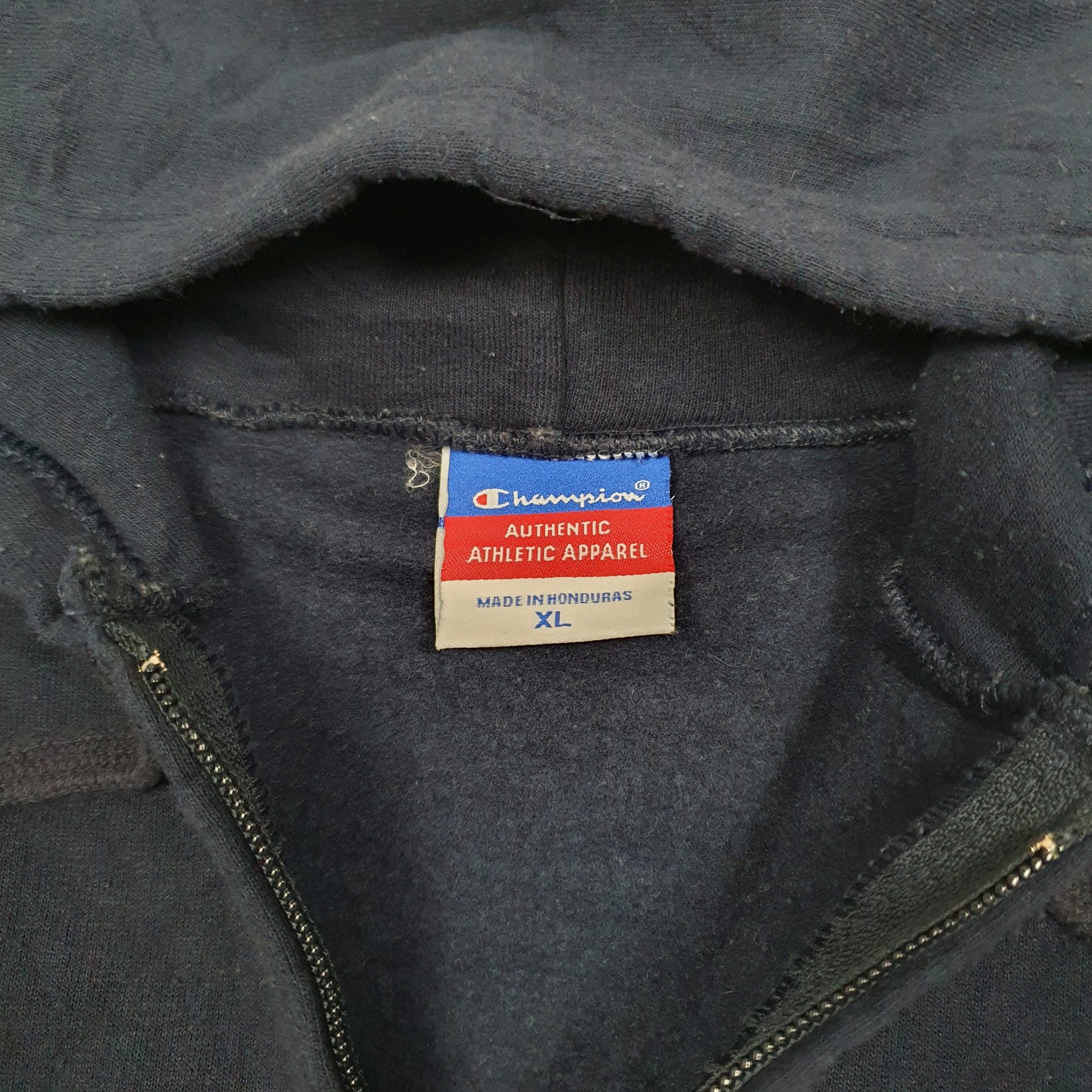 Mens Navy Champion UNC Bears College USA Spellout Football Hoodie Jumper