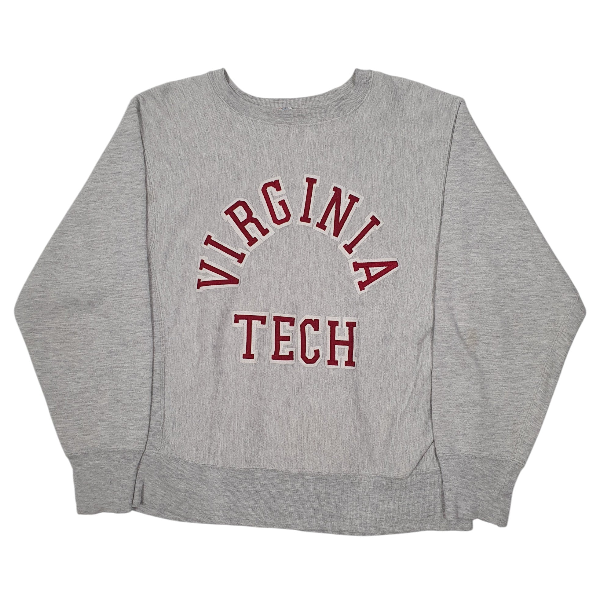 Mens Champion Grey Crewneck Vintage 80s Virginia Tech Reverse