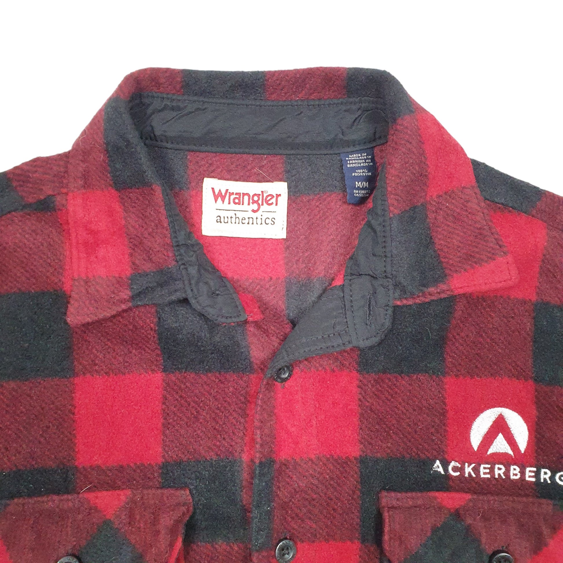 Mens Red Wrangler Fleece Overshirt Shacket Workwear Long Sleeve Shirt