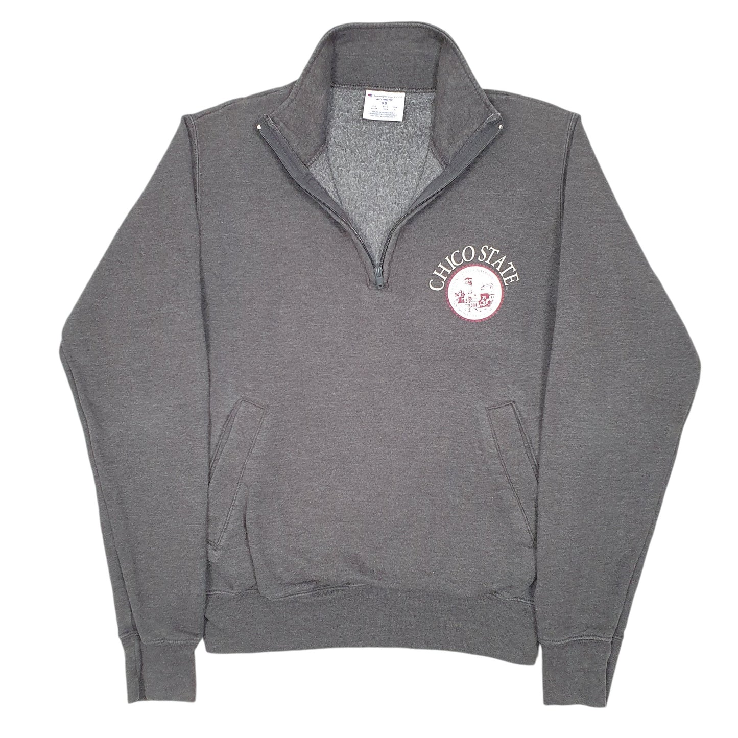 Mens Grey Champion Chico State University California USA Quarter Zip Jumper