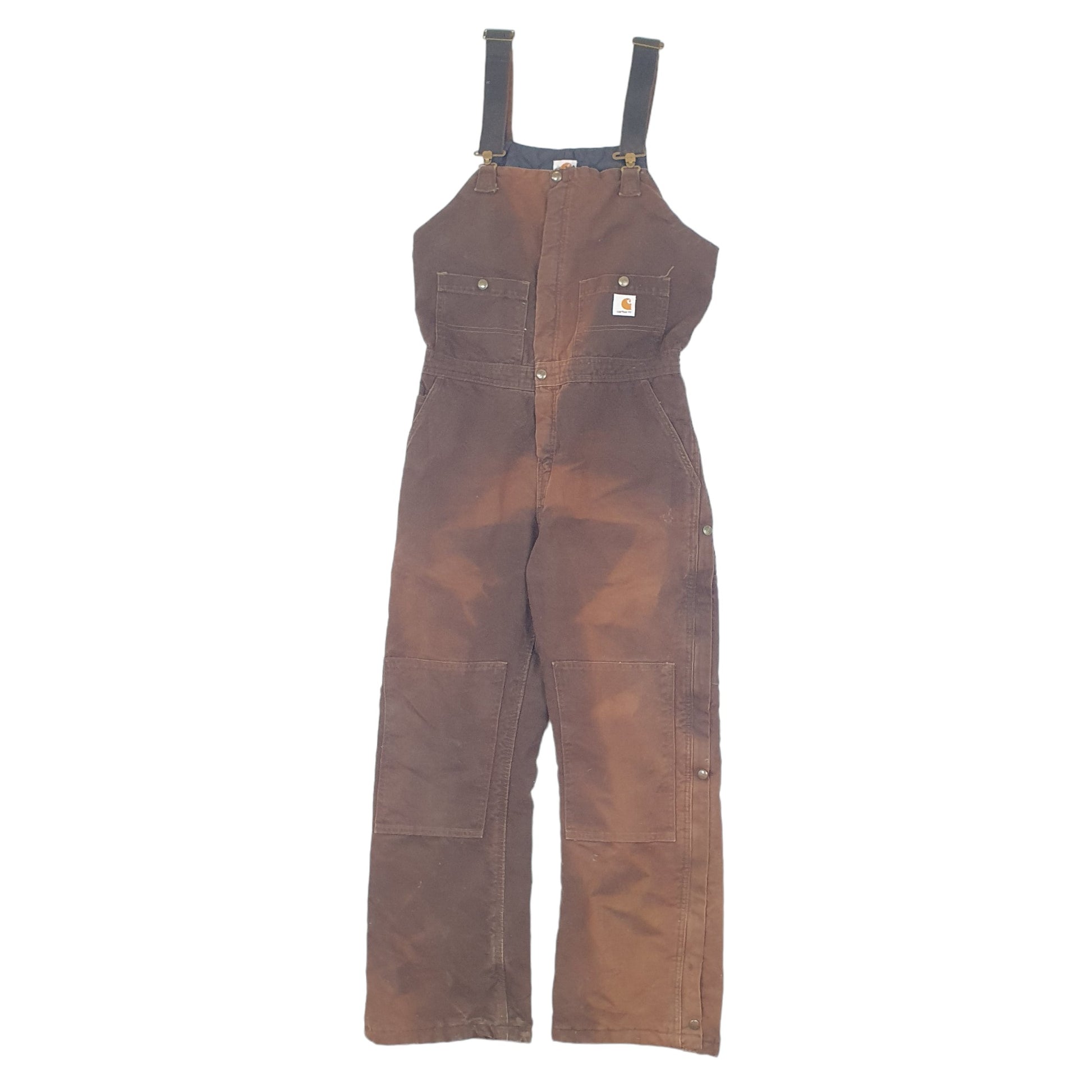 Womens Brown Carhartt WR027 DKB Bib Overalls Quilted Dungaree Trousers