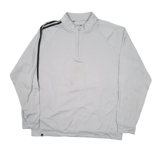 Mens Grey Adidas Active Wear Quarter Zip Jumper