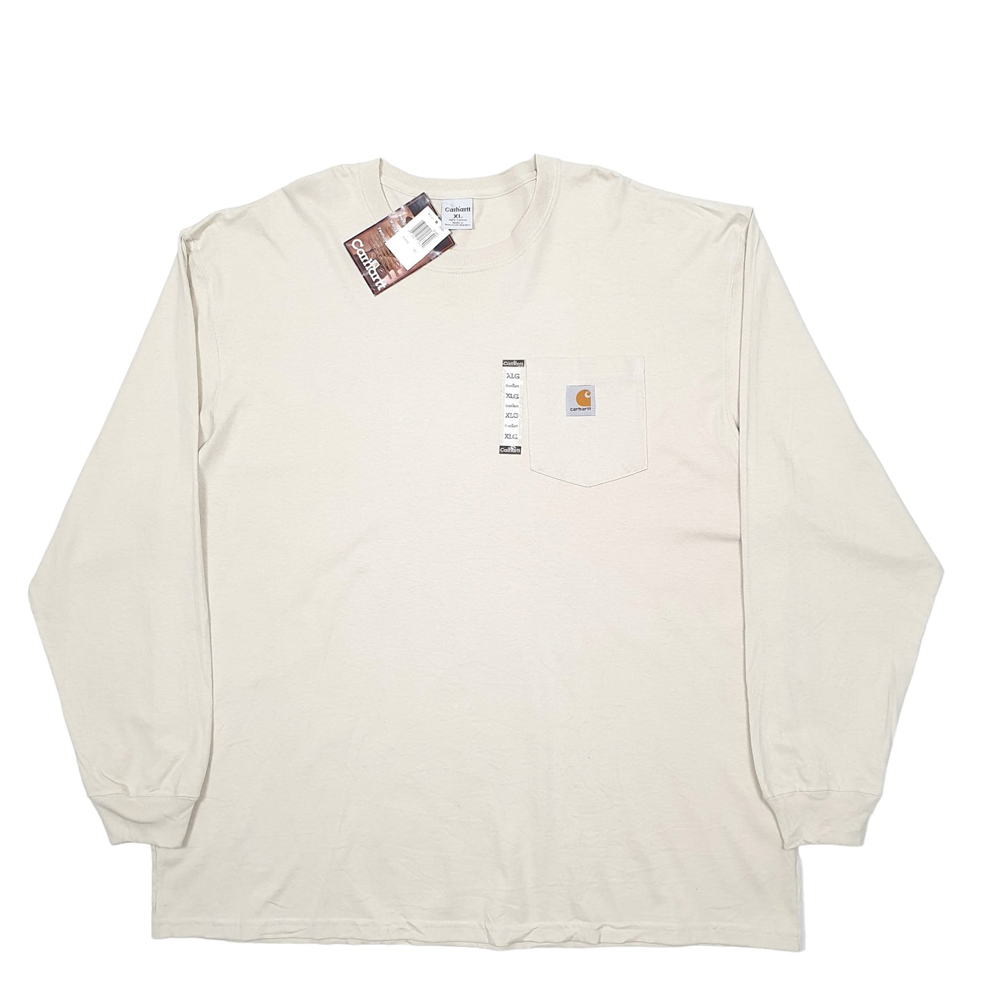 Mens Cream Carhartt  Long Sleeve T Shirt