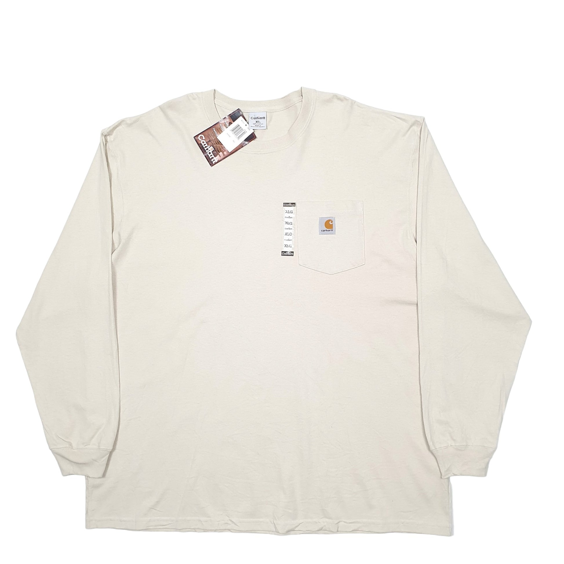Mens Cream Carhartt  Long Sleeve T Shirt