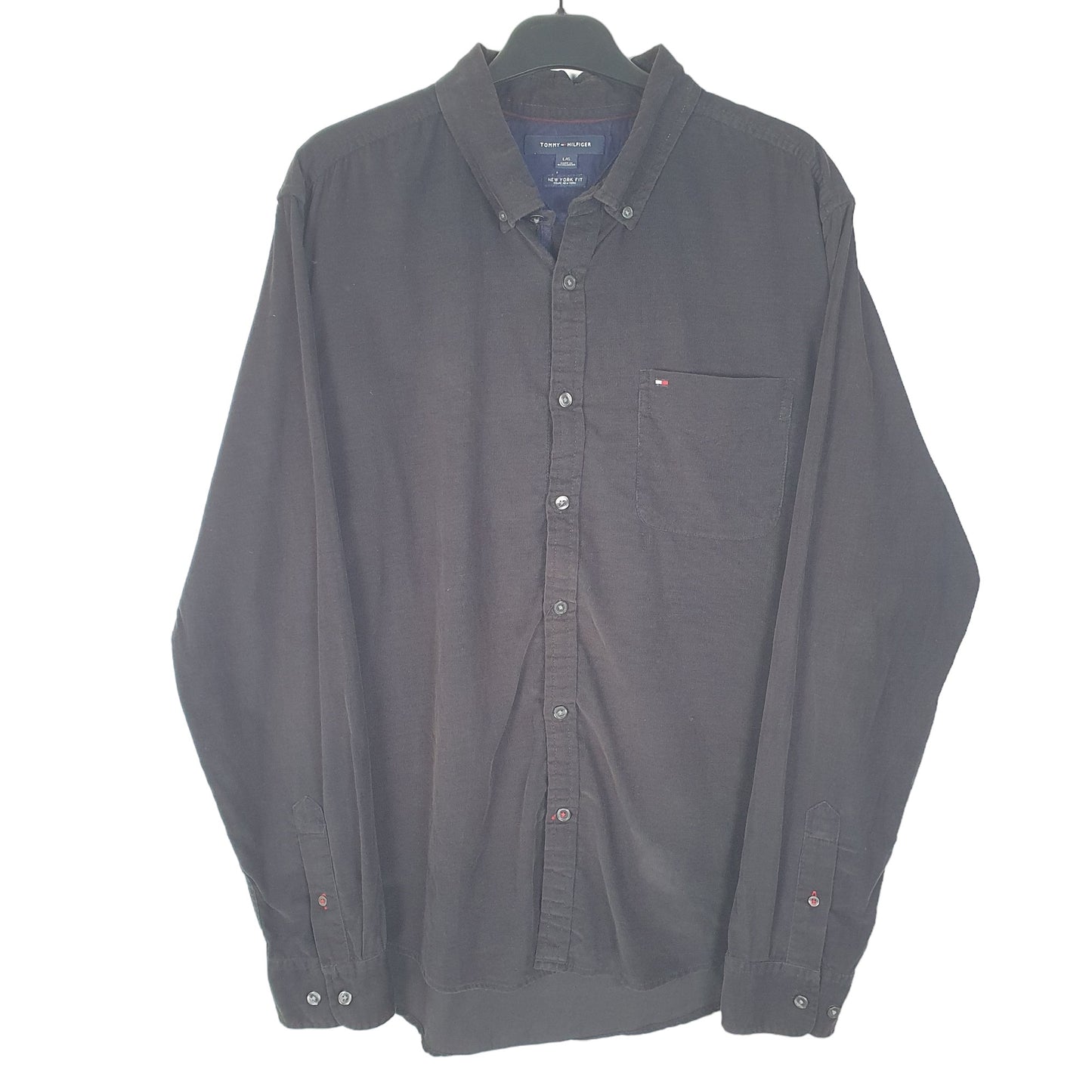 Mens Black Tommy Hilfiger New York Fit Corduroy Long Sleeve Shirt