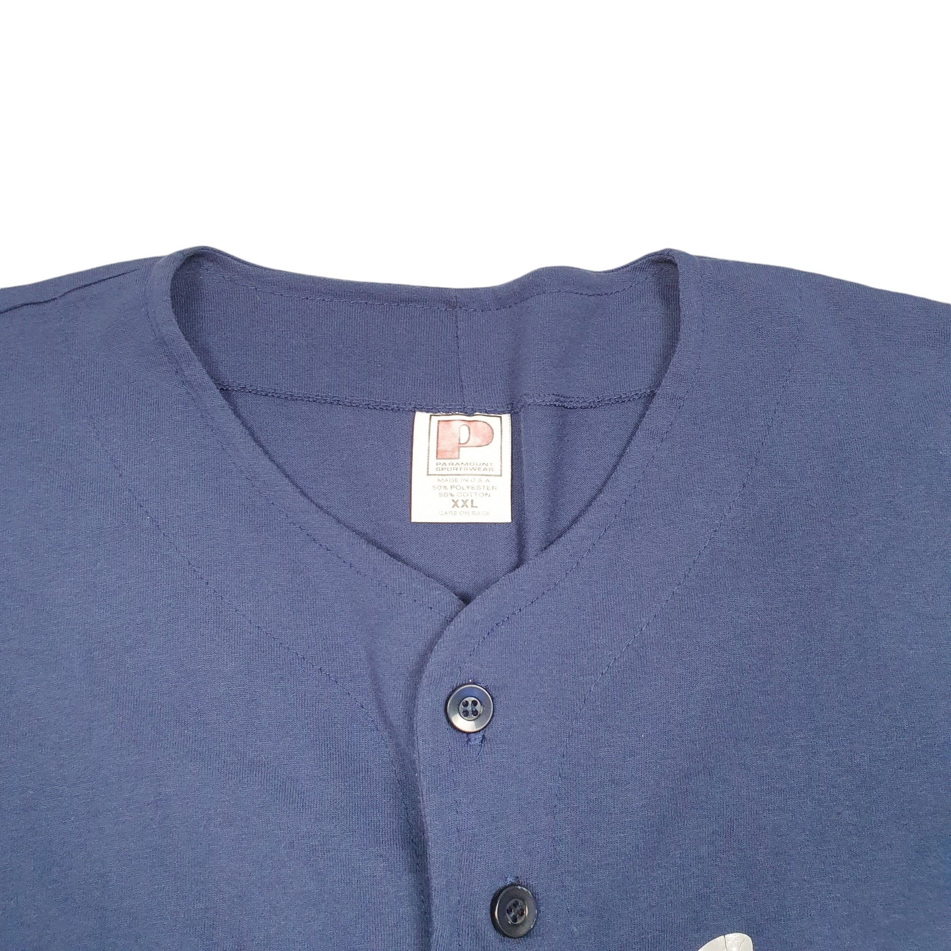 Mens Navy Paramount Sportswear Vintage Baseball Jersey Summit Moving & Storage Made In USA Short Sleeve T Shirt