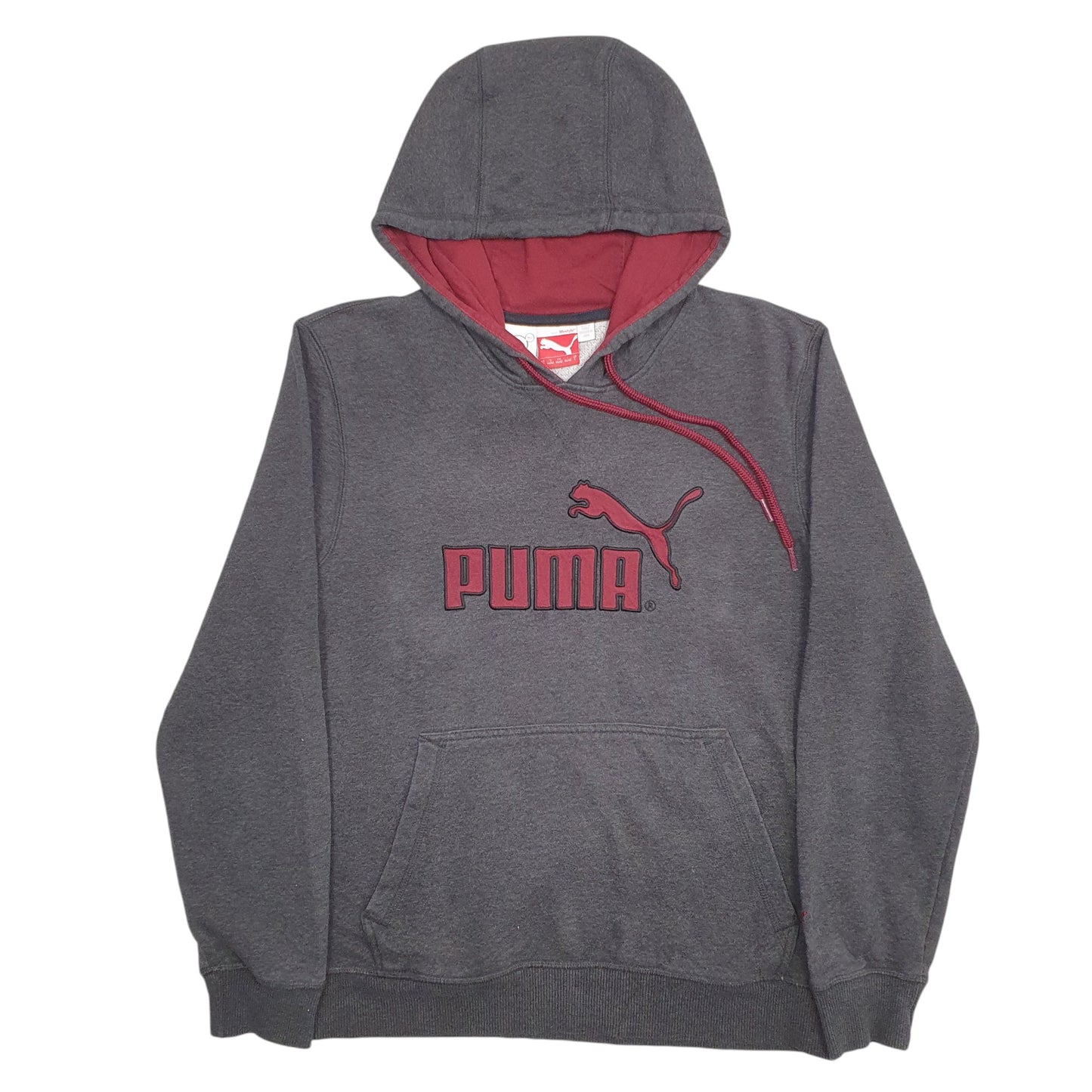 Mens Grey Puma Spellout Hoodie Jumper