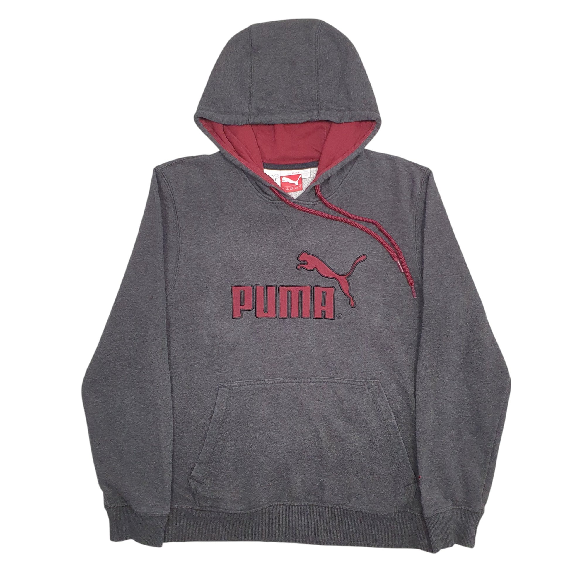Mens Grey Puma Spellout Hoodie Jumper
