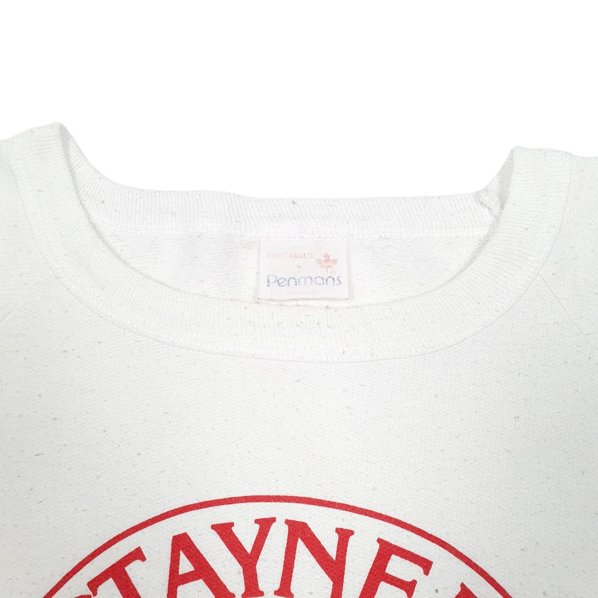 Mens White Penmans Vintage 80s 1989 Raglan Ontario Canada Sweat Crewneck Jumper