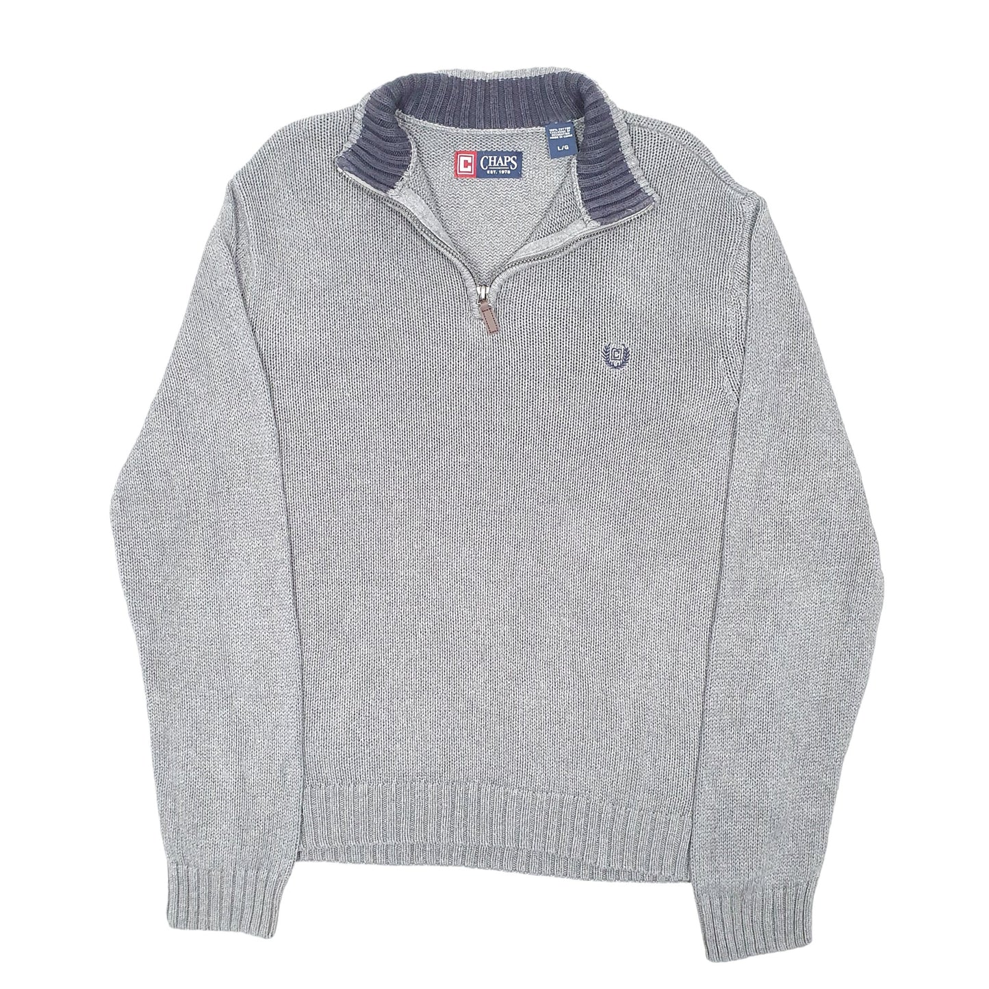 Mens Grey Chaps Knit Quarter Zip Jumper