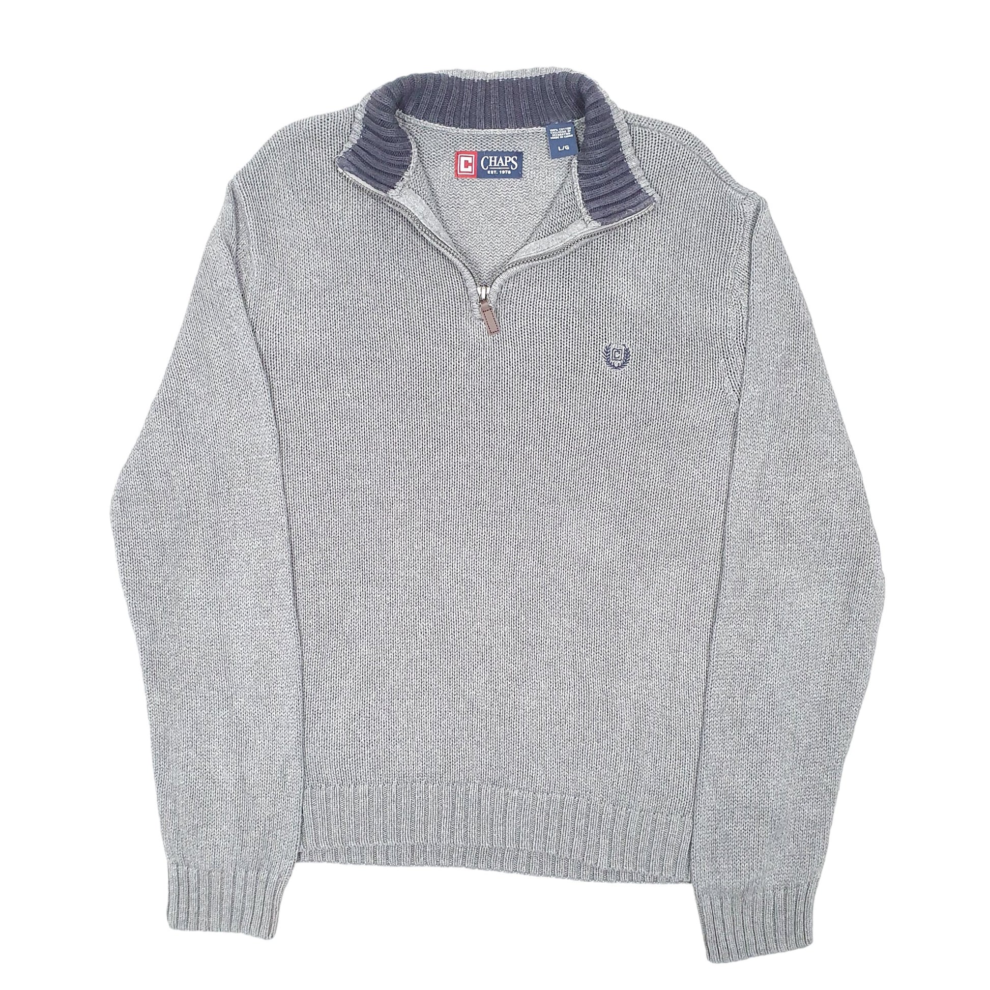 Mens Grey Chaps Knit Quarter Zip Jumper