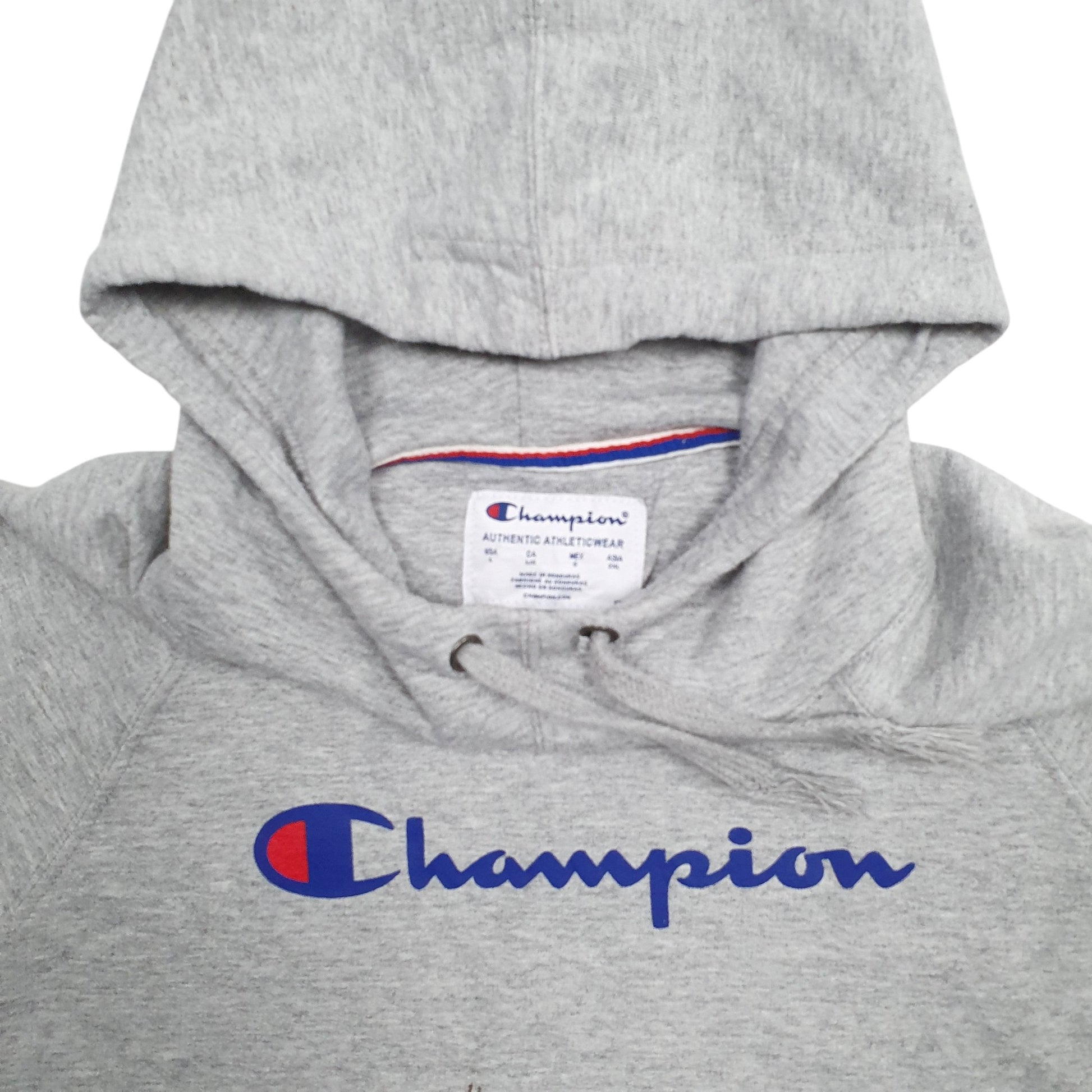 Womens Grey Champion Spellout Hoodie Jumper