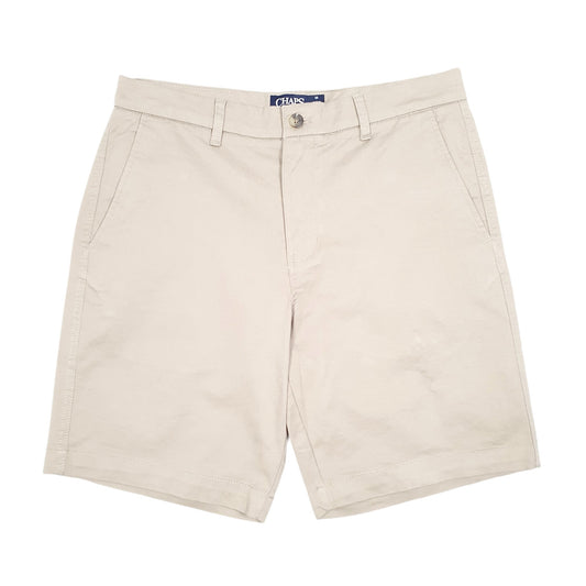 Mens Beige Chaps Flat Front Stretch Chino Shorts