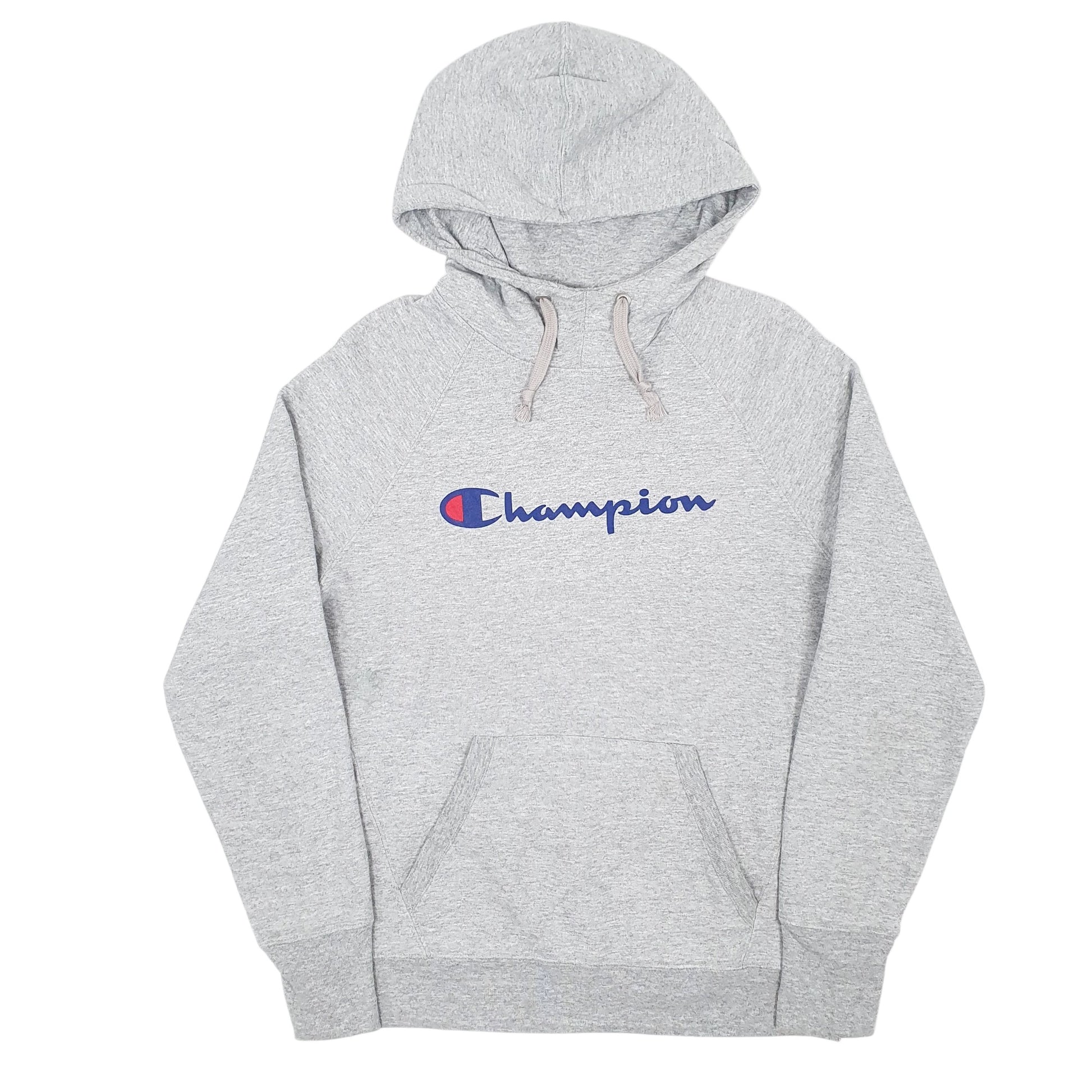 Mens Grey Champion Spellout Hoodie Jumper