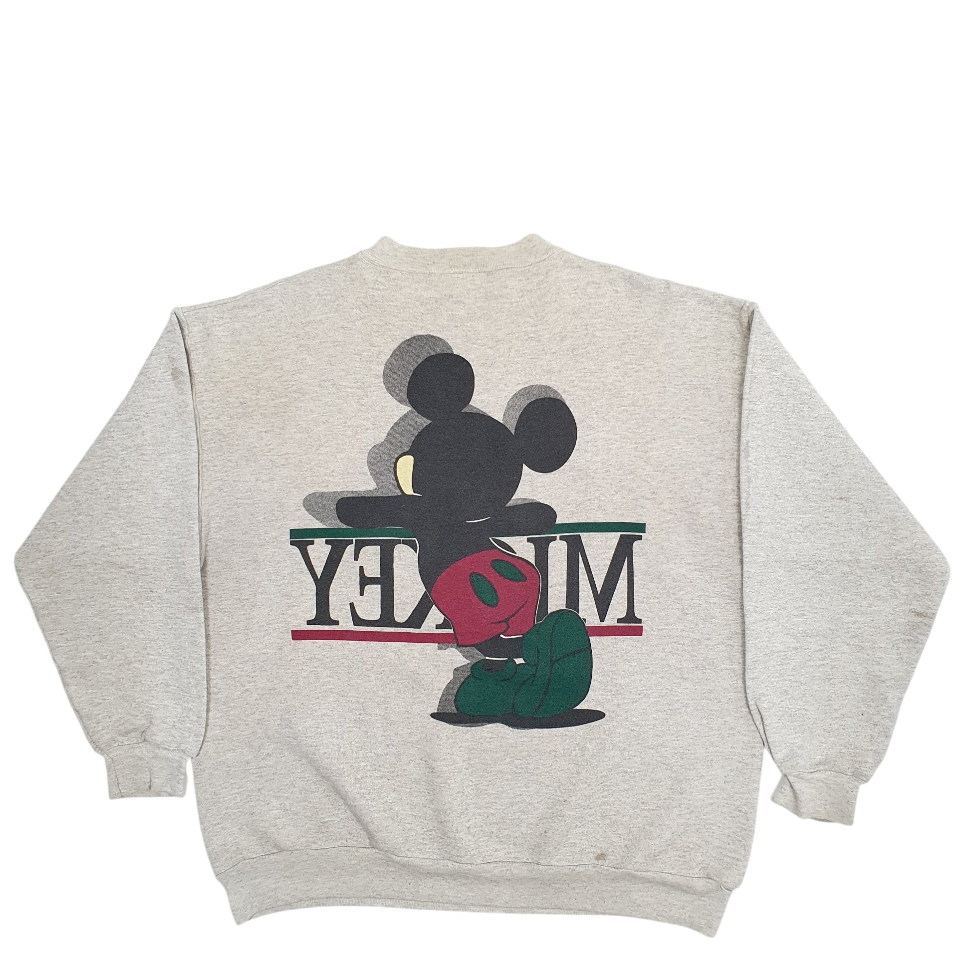 Mens Grey Tultex Mickey Mouse Florida Spellout Vintage 1990s Crewneck Jumper