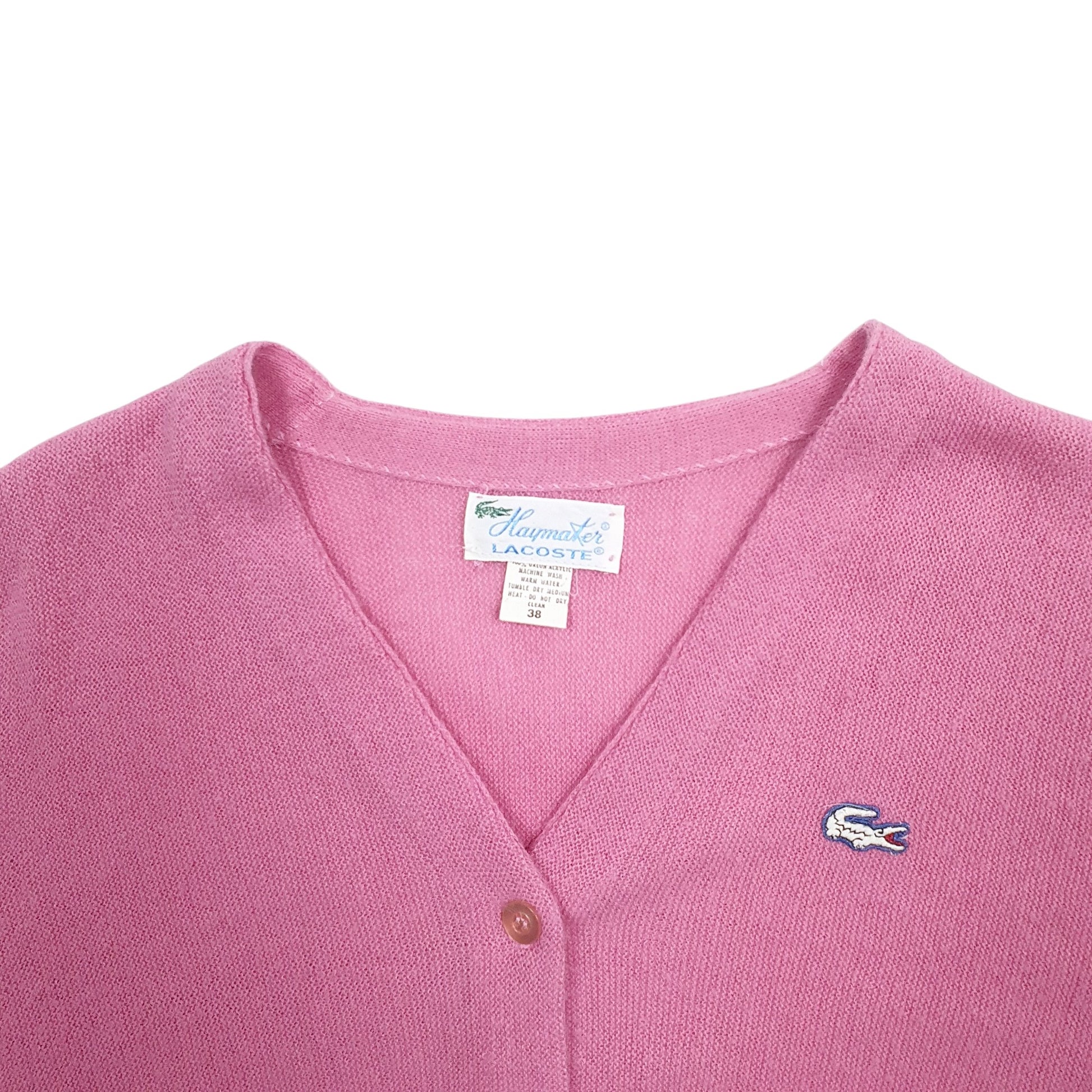 Womens Pink Lacoste Faint bleaching marks to front and arm. Cardigan Jumper