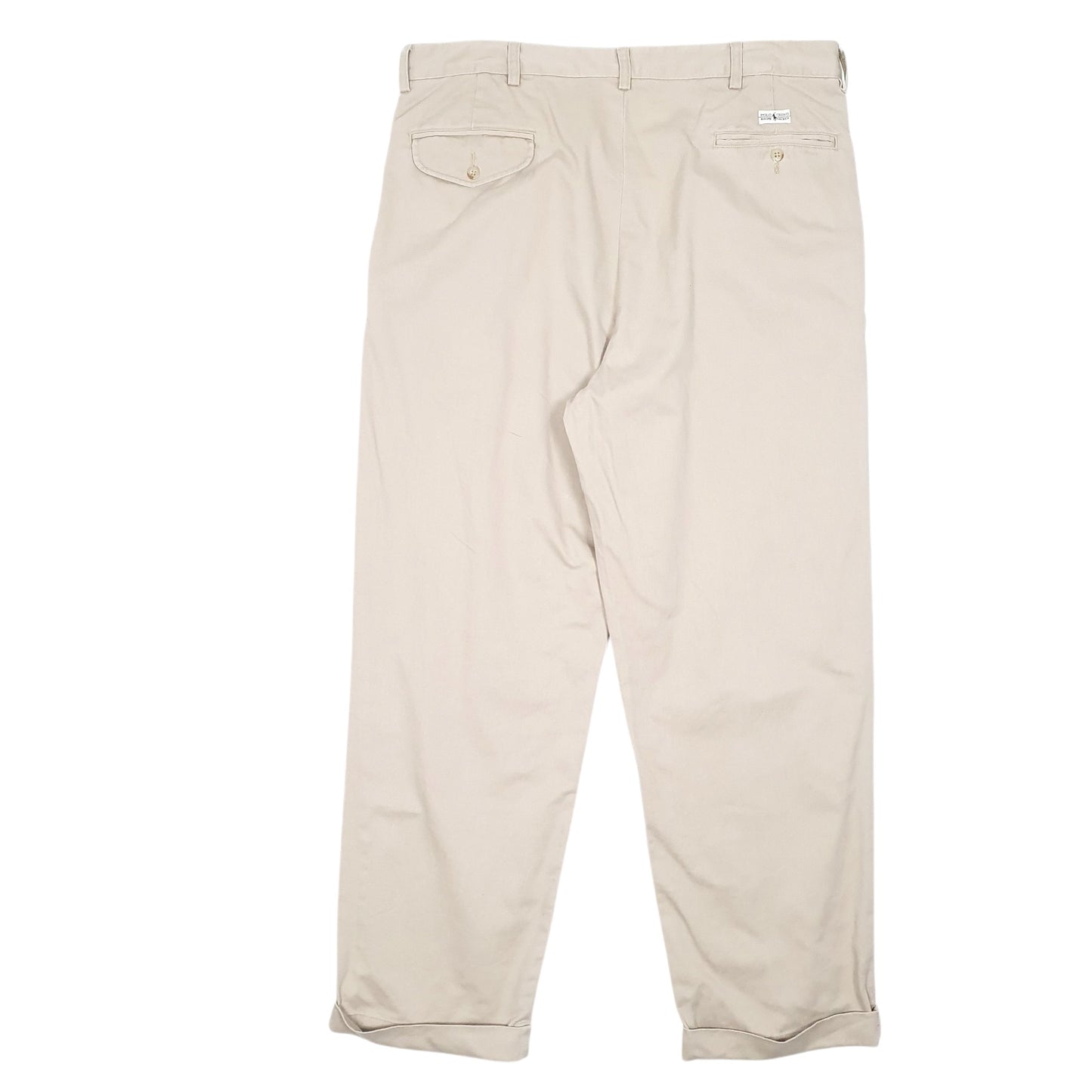 Mens Beige Polo Ralph Lauren Hammond Pant Double Pleated Vintage Chino Trousers