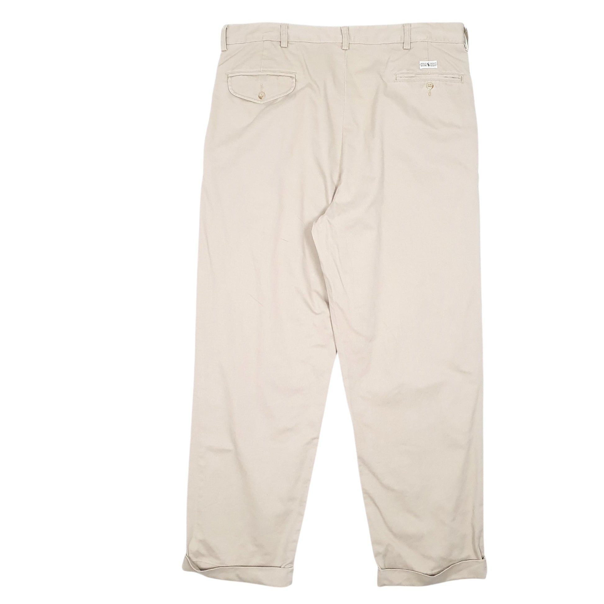 Mens Beige Polo Ralph Lauren Hammond Pant Double Pleated Vintage Chino Trousers