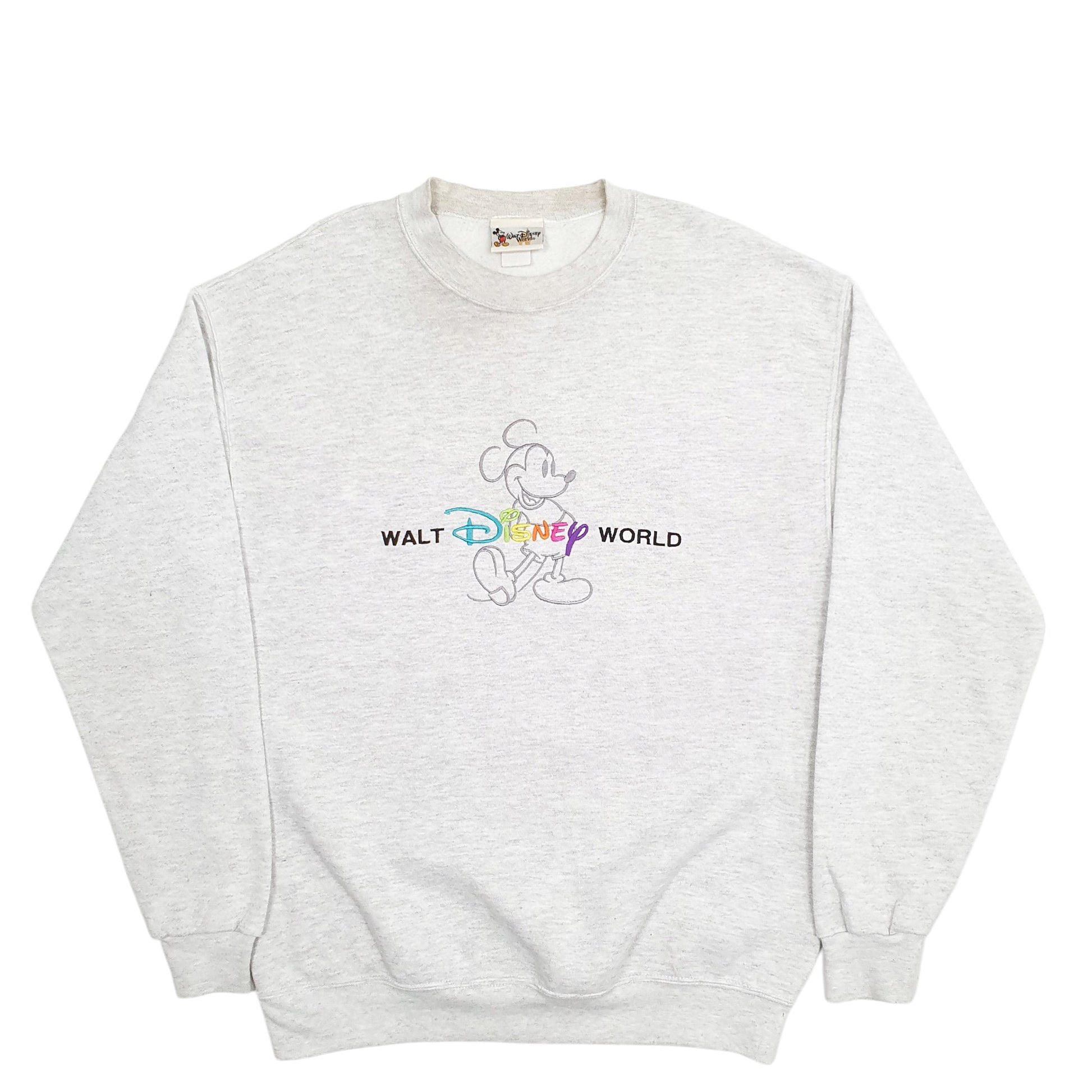 Mens Grey Disney Spellout Mickey Mouse Vintage 90's Crewneck Jumper