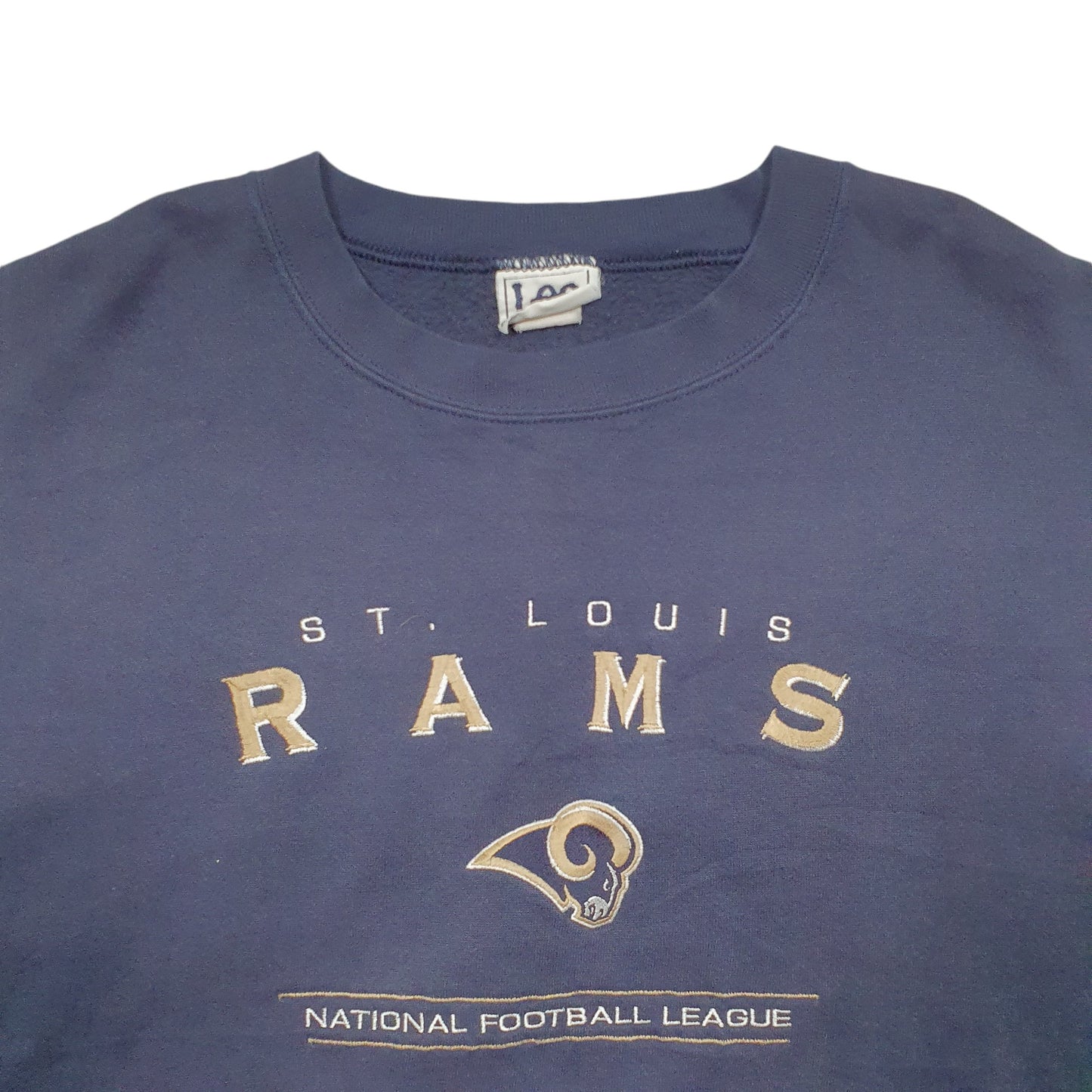 Mens Navy Lee St Louis Rams Football Vintage 90's Spellout Crewneck Jumper
