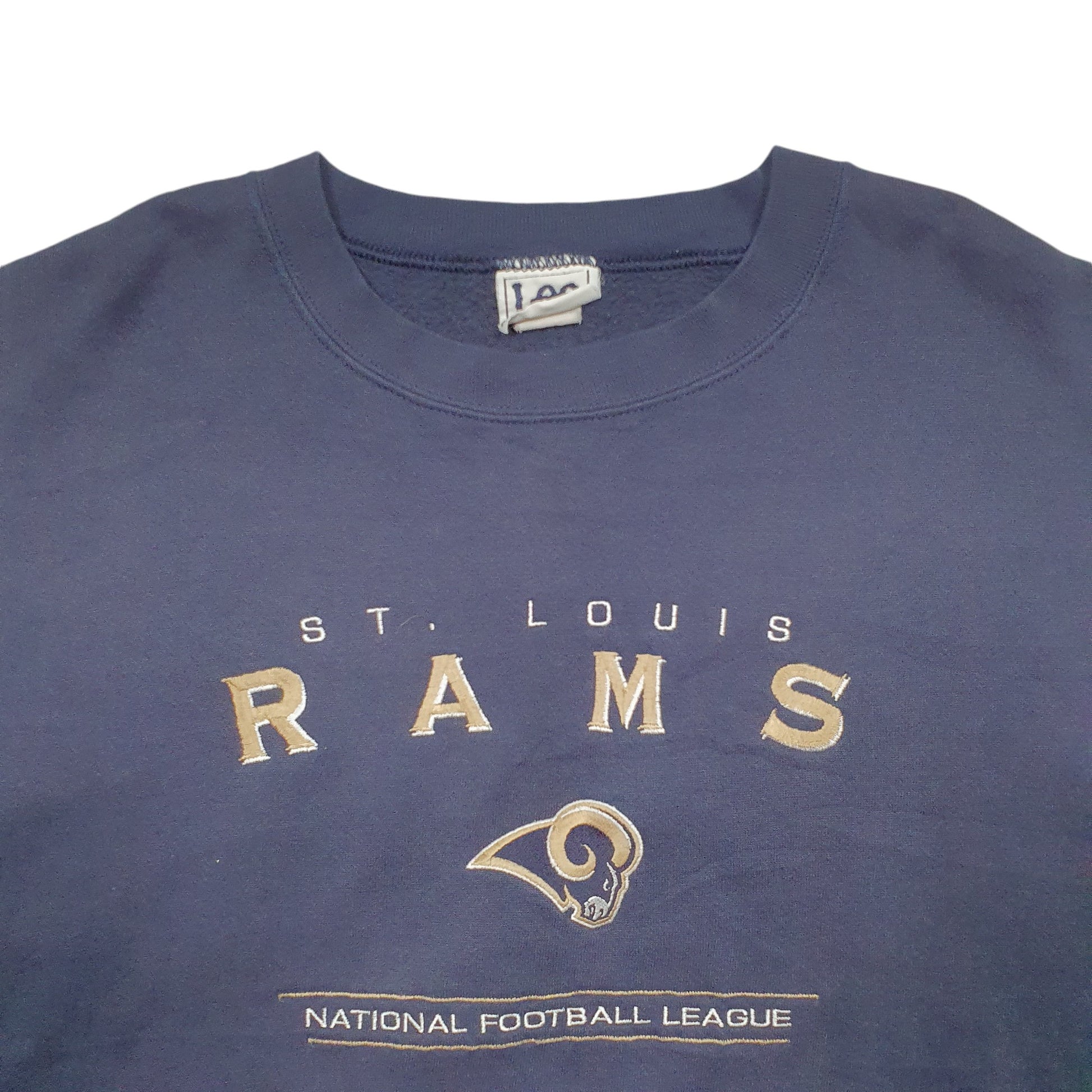 Mens Navy Lee St Louis Rams Football Vintage 90's Spellout Crewneck Jumper