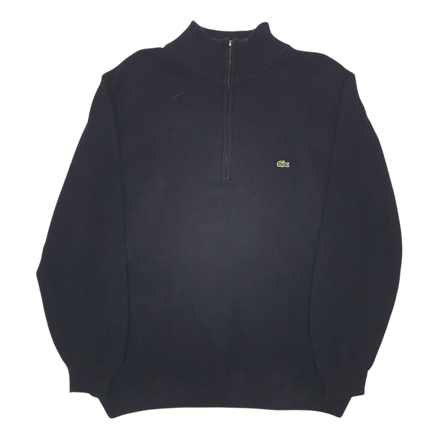 Mens Black Lacoste Knit Quarter Zip Jumper