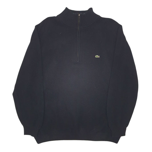 Mens Black Lacoste Knit Quarter Zip Jumper