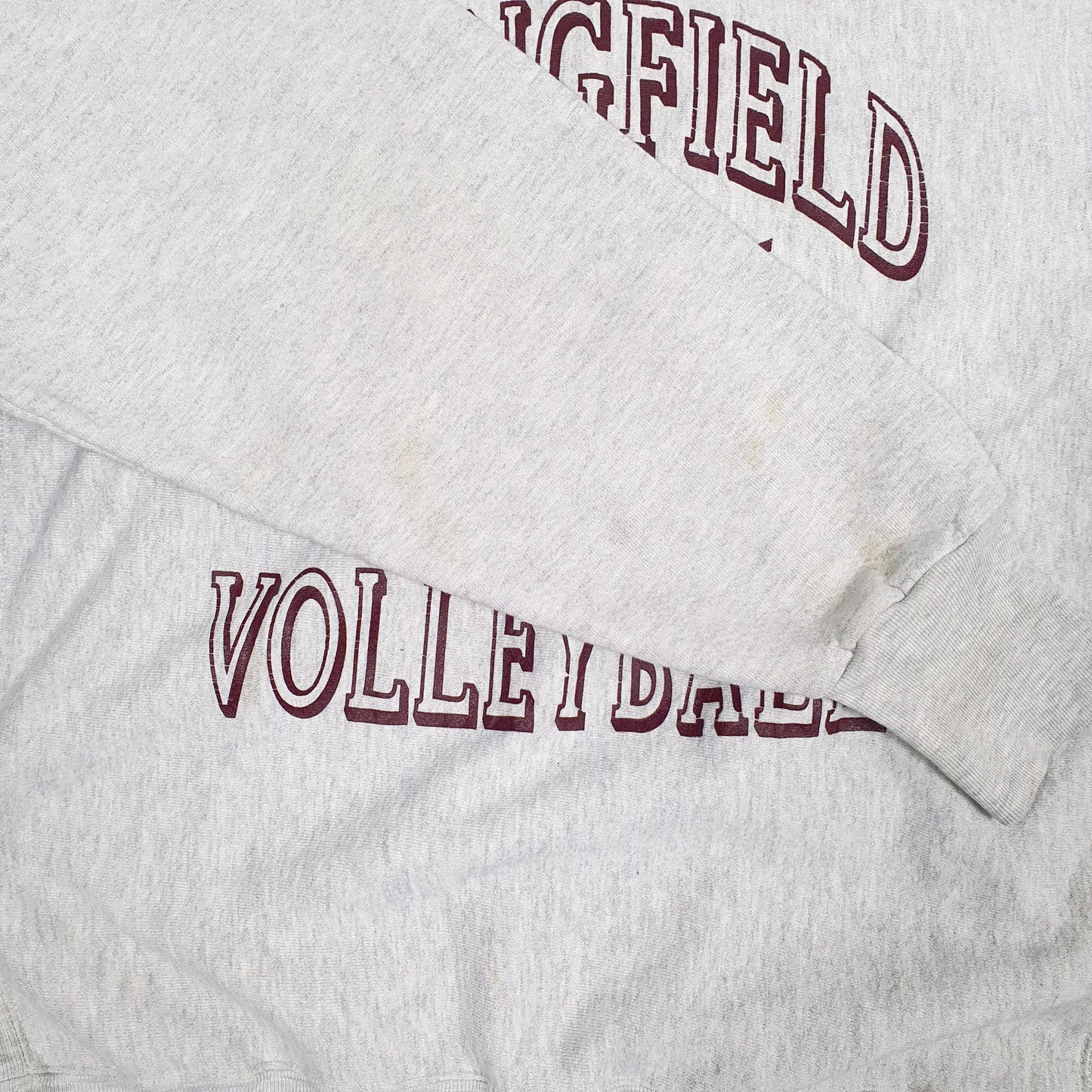 Mens Grey Delong Springfield Volleyball Made In USA Vintage 90s Reverse Weave Crewneck Jumper