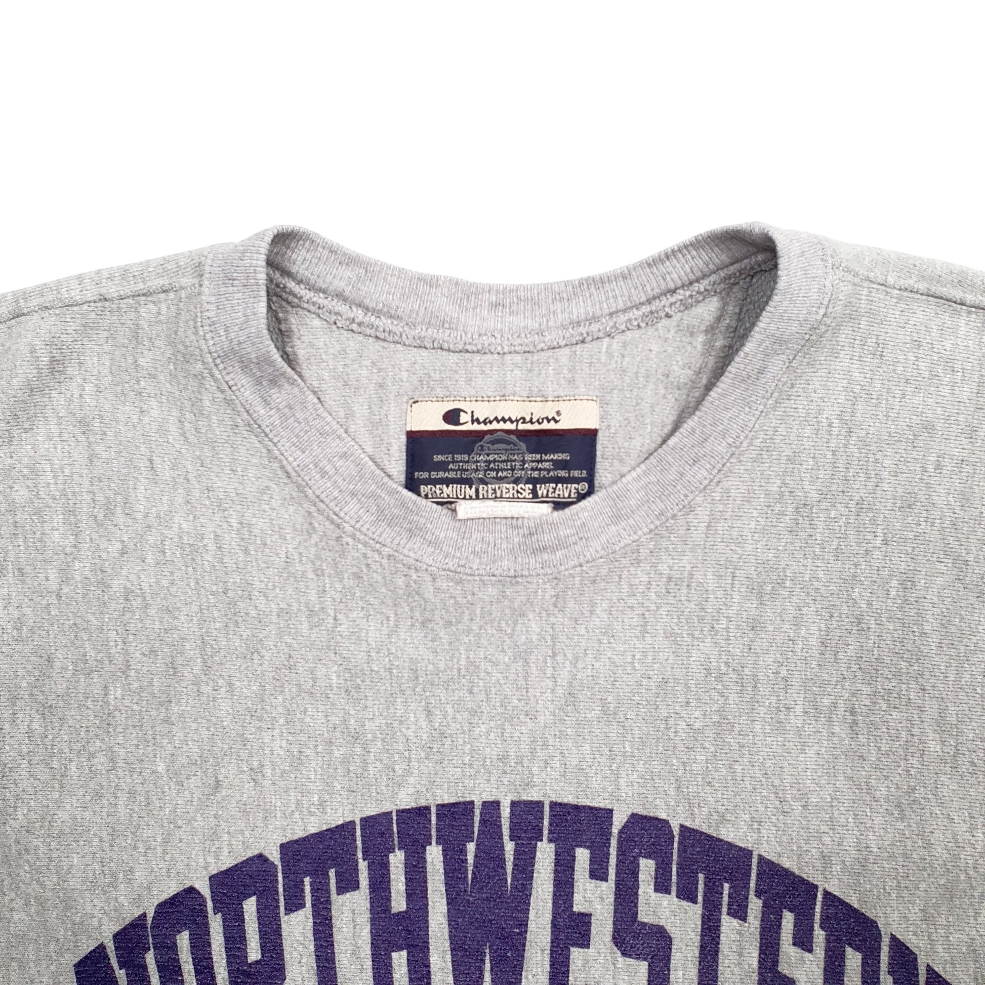 Mens Grey Champion Reverse Weave Northwestern Spellout Crewneck Jumper