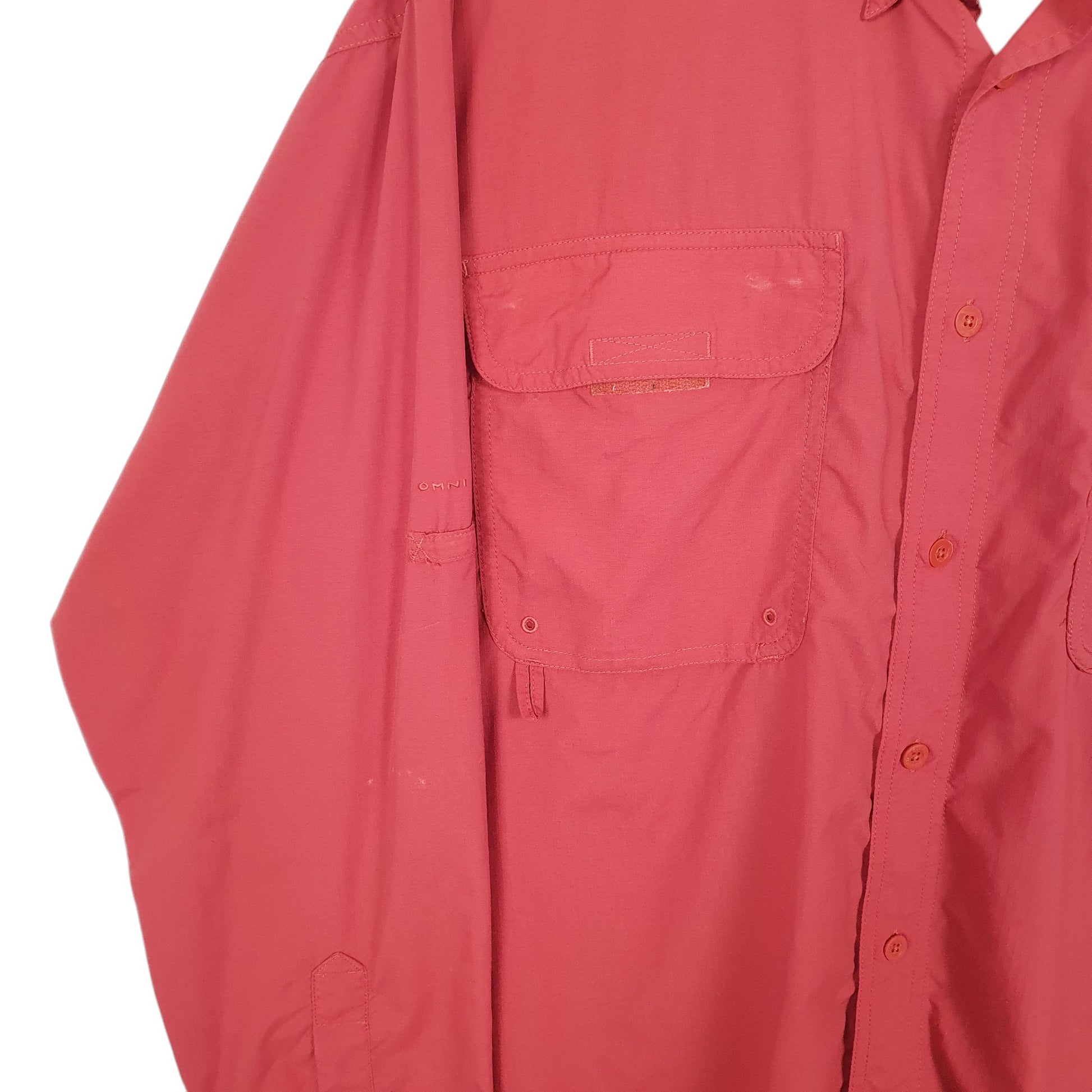 Mens Red Columbia Sportswear Camping Outdoors Hiking GRT Omni Dry Long Sleeve Shirt