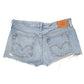 Womens Blue Levis 501 Jorts Hot Pants Disressed Denim Shorts